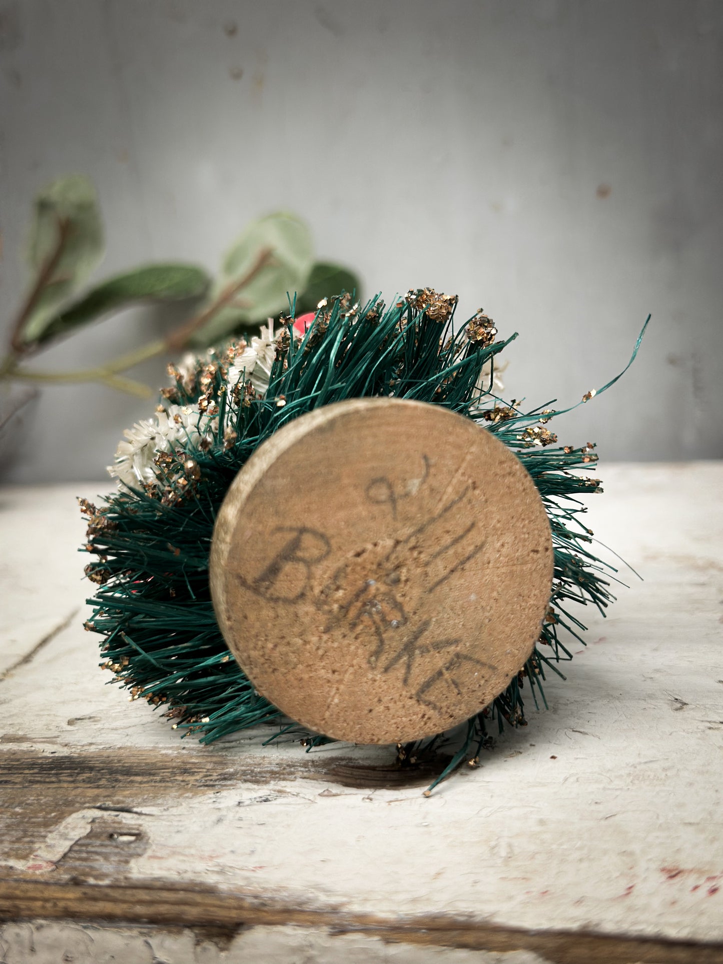 A Pair of Mid-Century Japanese Bottle-Brush Christmas Trees with Baubles – c.1950s–60s