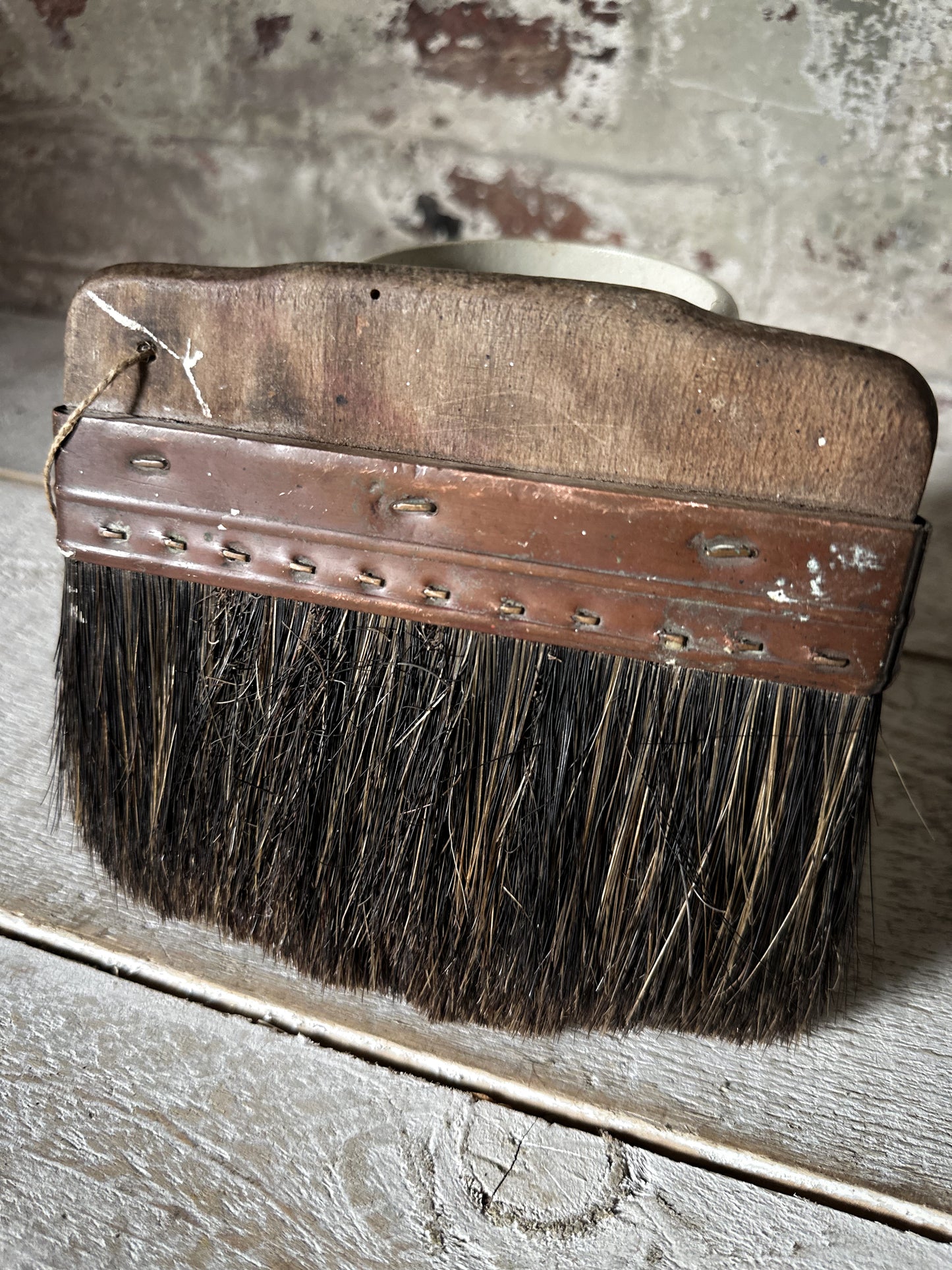 Antique Victorian Horsehair Whitewash Brush with Copper Ferrule