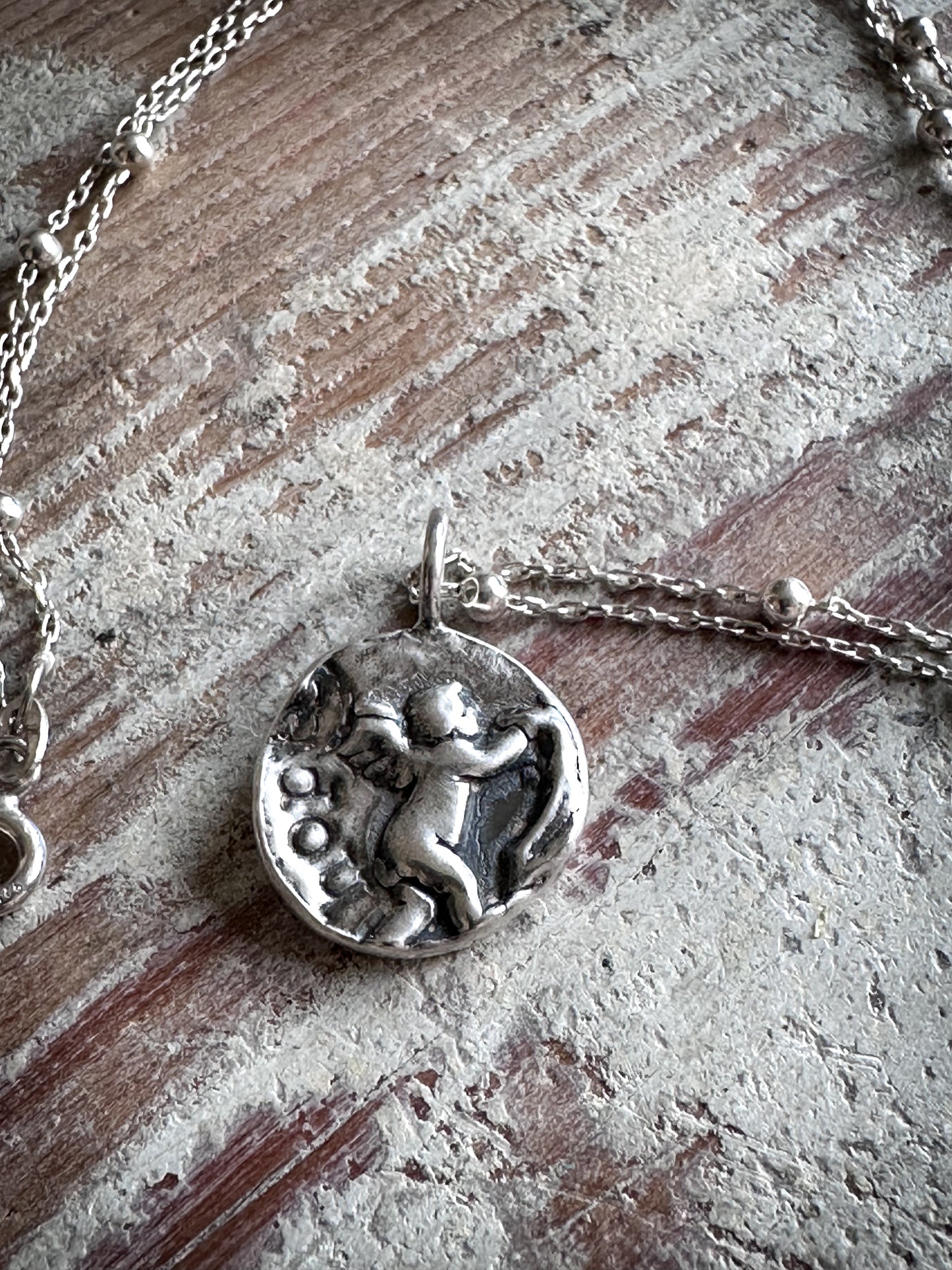 Cherub of Hope Necklace – Handcrafted Fine Silver Pendant