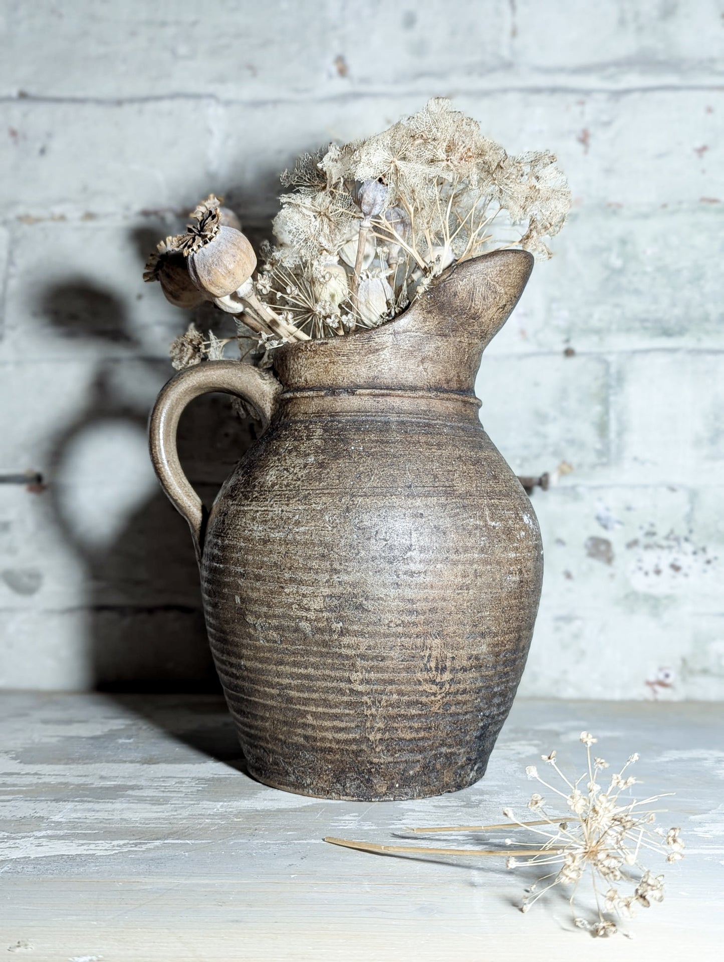 A lovely Primitive French Antique Black Pottery water jug