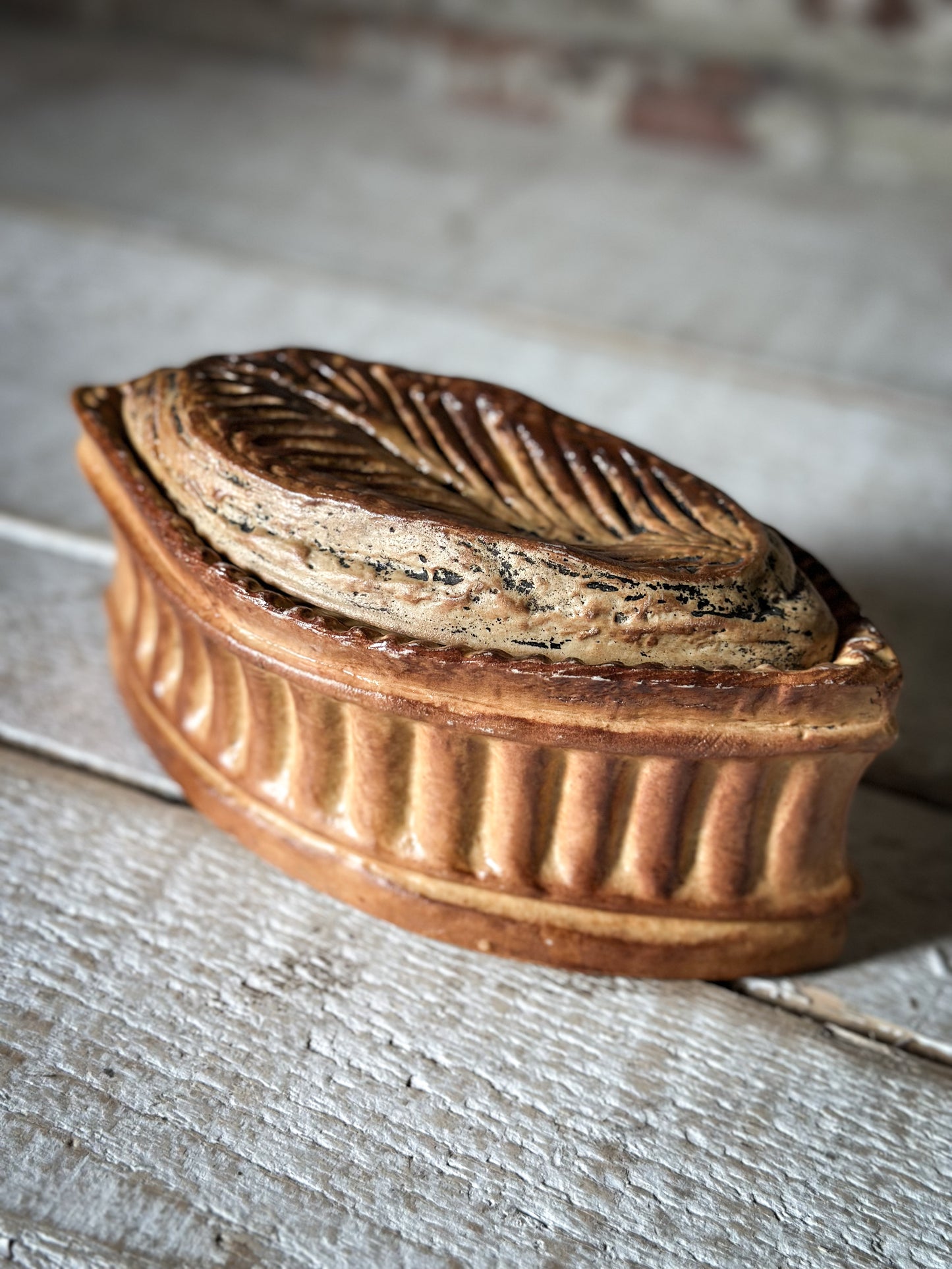 Antique French Trompe-l'œil Pie Tureen by L. Fonlupt Vichy | French Art Pottery Covered Dish c.1900–1930