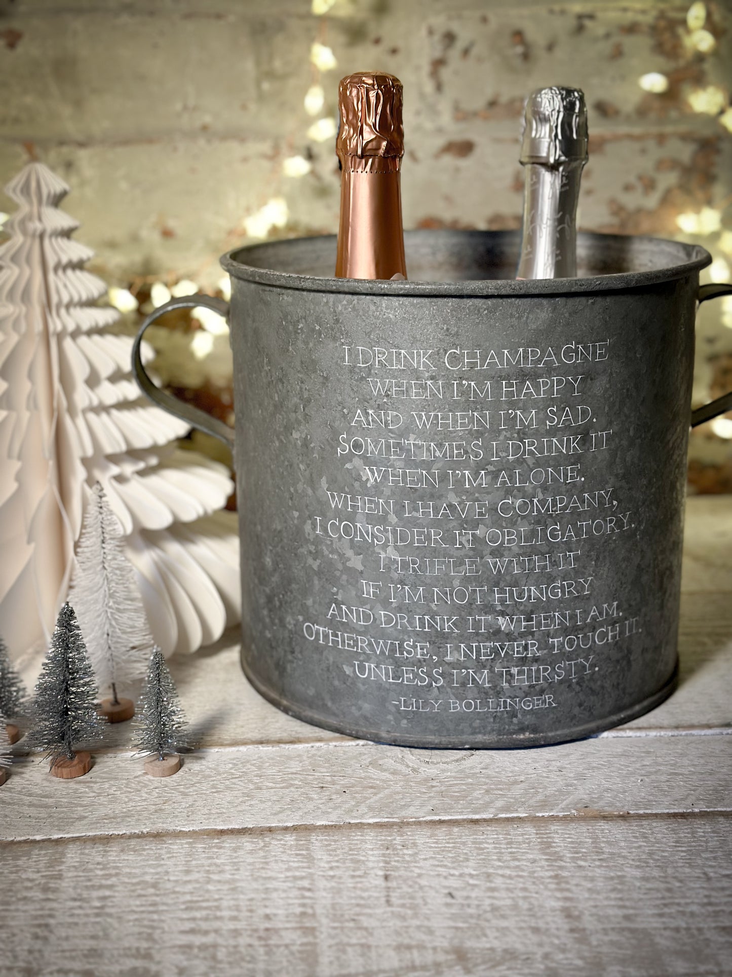 A beautiful heirloom original vintage champagne tub with Lily Bollinger quote pre-order