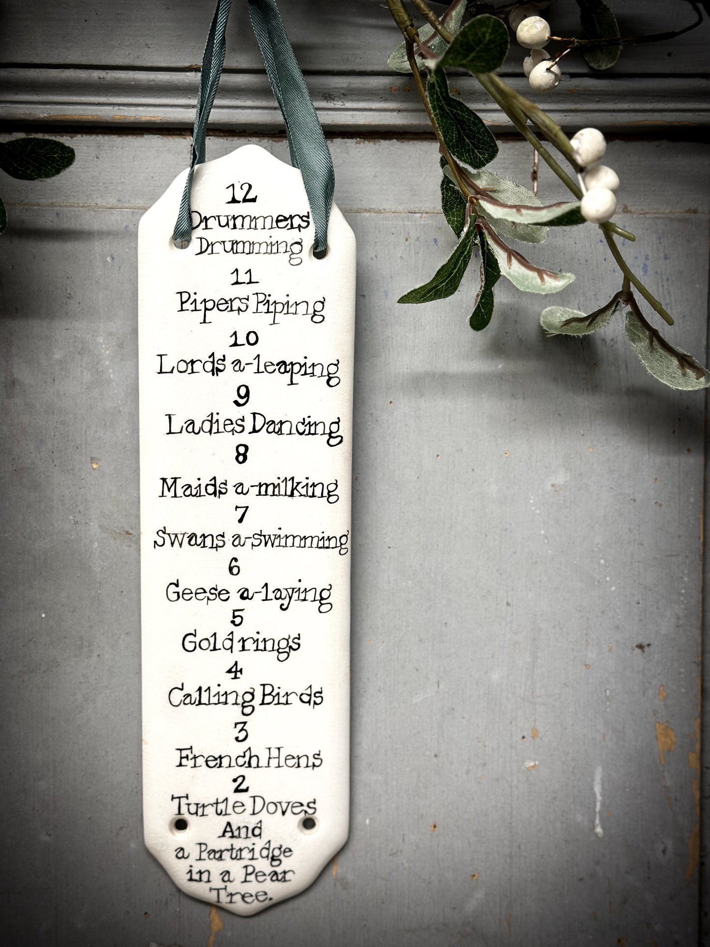 Twelve Days of Christmas Ironstone Door Plate Hanger