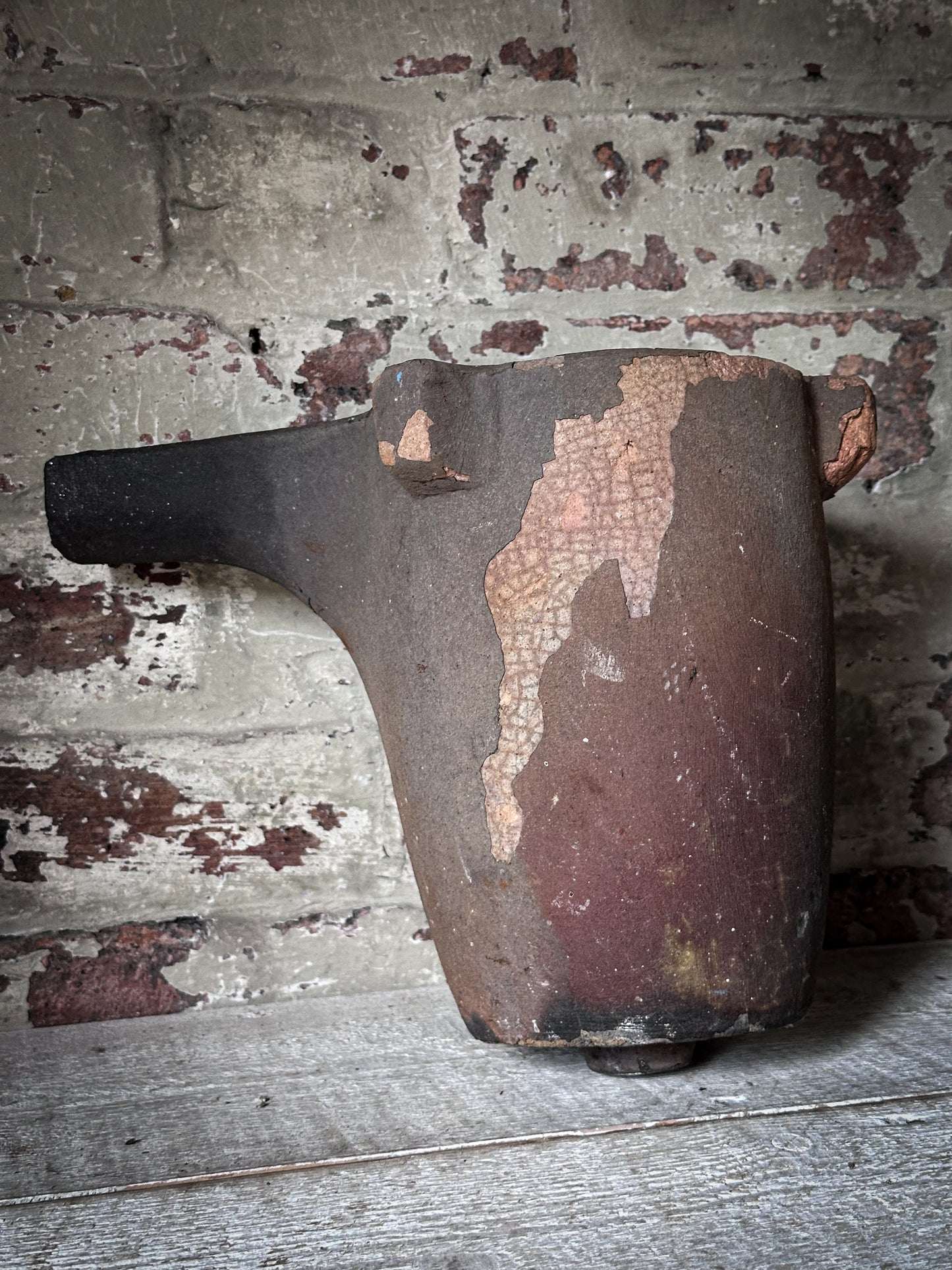 Antique Industrial Foundry Crucible with Original Furnace Slag