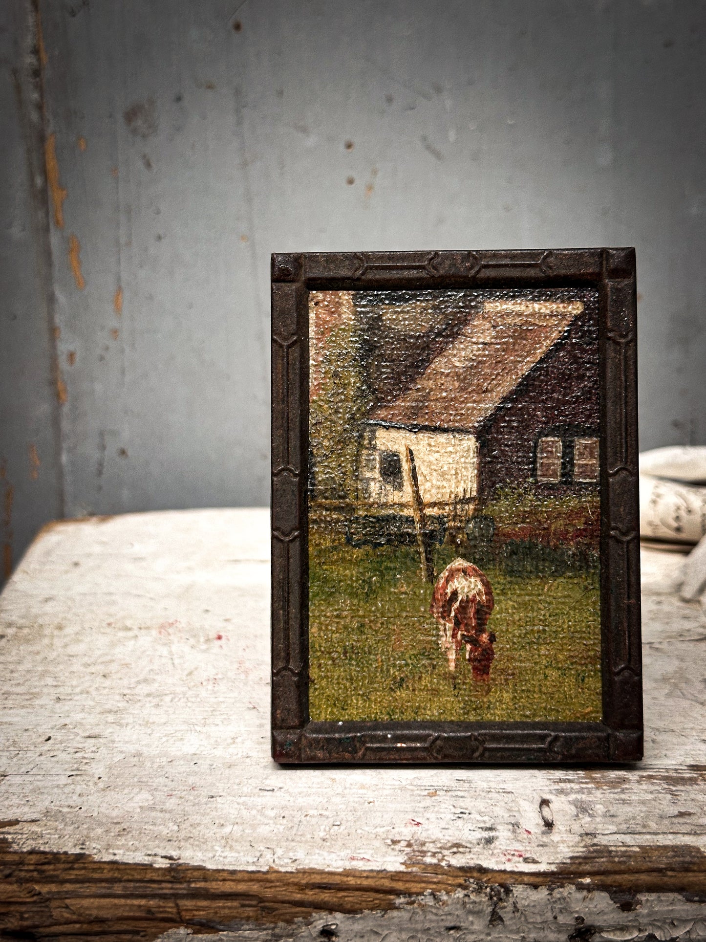Miniature Oil Painting with Arts & Crafts Frame