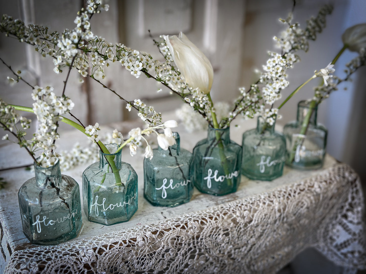 A beautiful Victorian glass ink bottle “Flower”