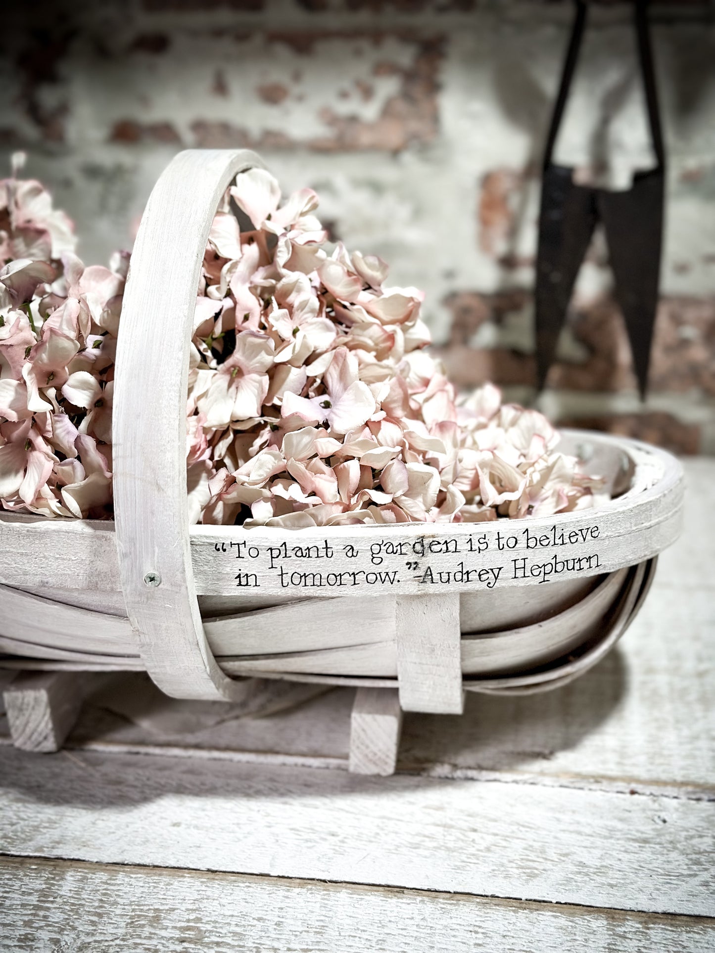 A Vintage Hand Painted Sussex Trug with a Garden Quote Gift for a Gardener