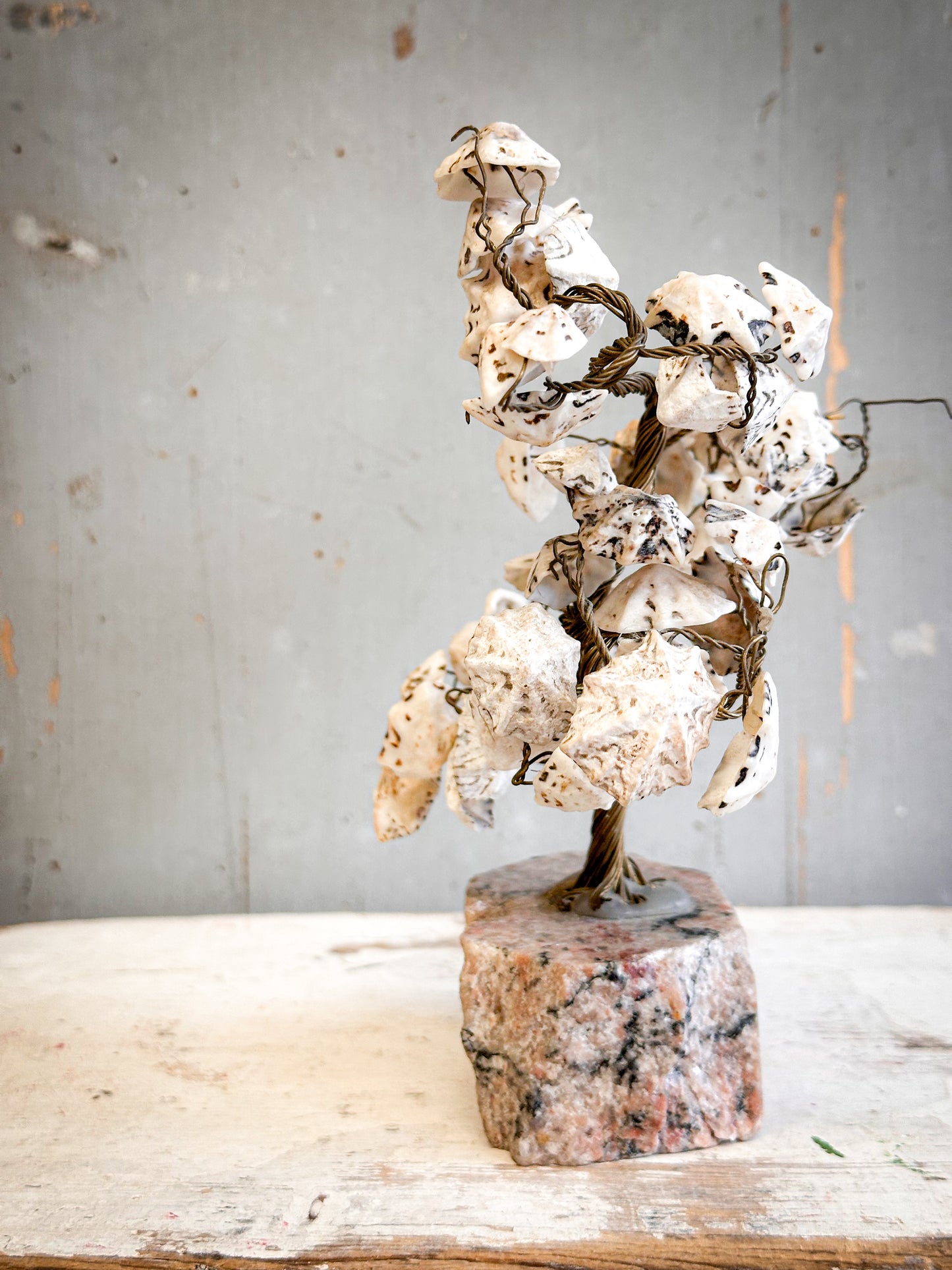 Vintage Shell Friendship Tree on Stone Base