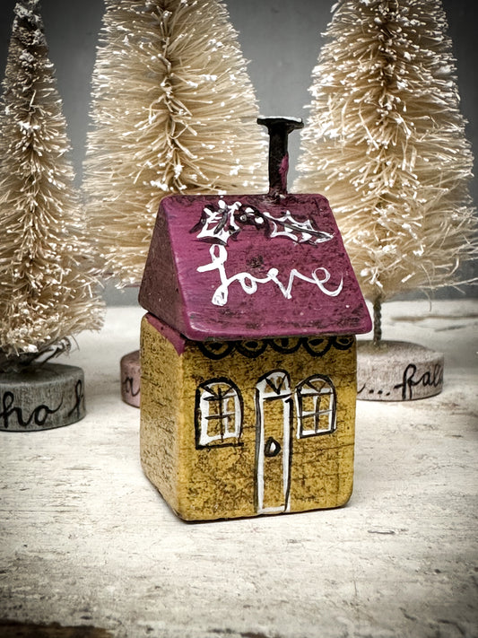 A mini Vintage German Erzgebirge Putz Wooden Village House “Hope”