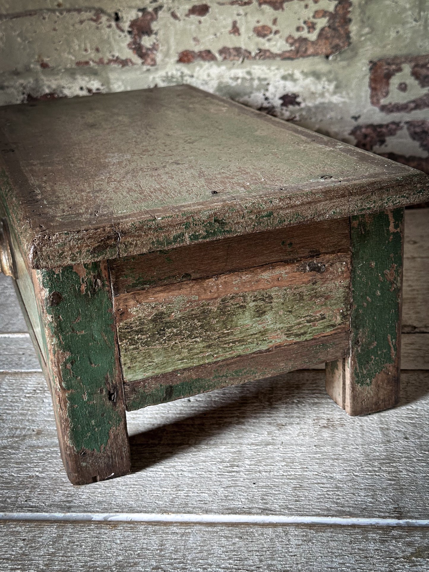 Antique Indian Teak Painted Drawer Box
