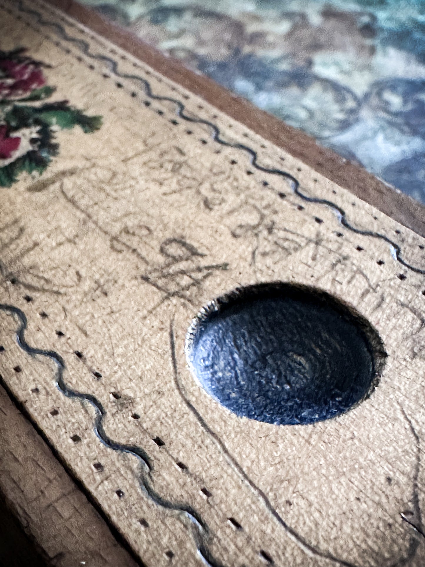 Vintage Wooden School Pencil Case with Roses