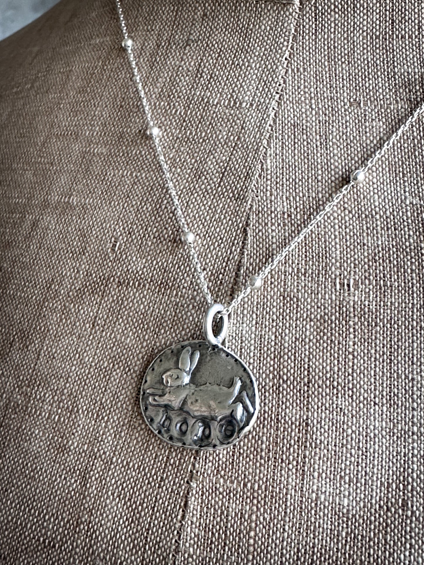 Rabbit of Hope Pendant – Handcrafted .999 Fine Silver Necklace