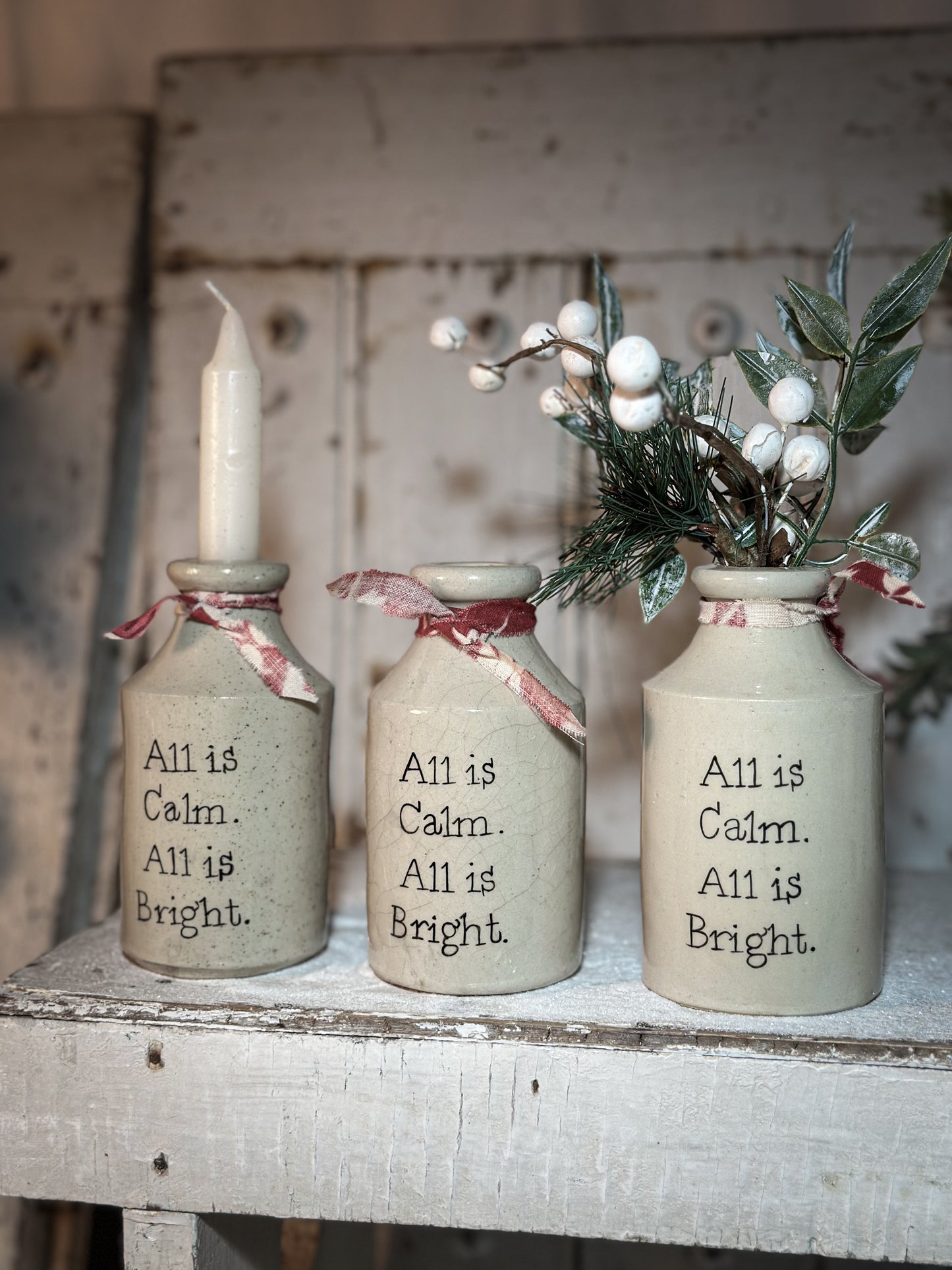 A Victorian unearthed stoneware pottery bottle with a hand painted quote