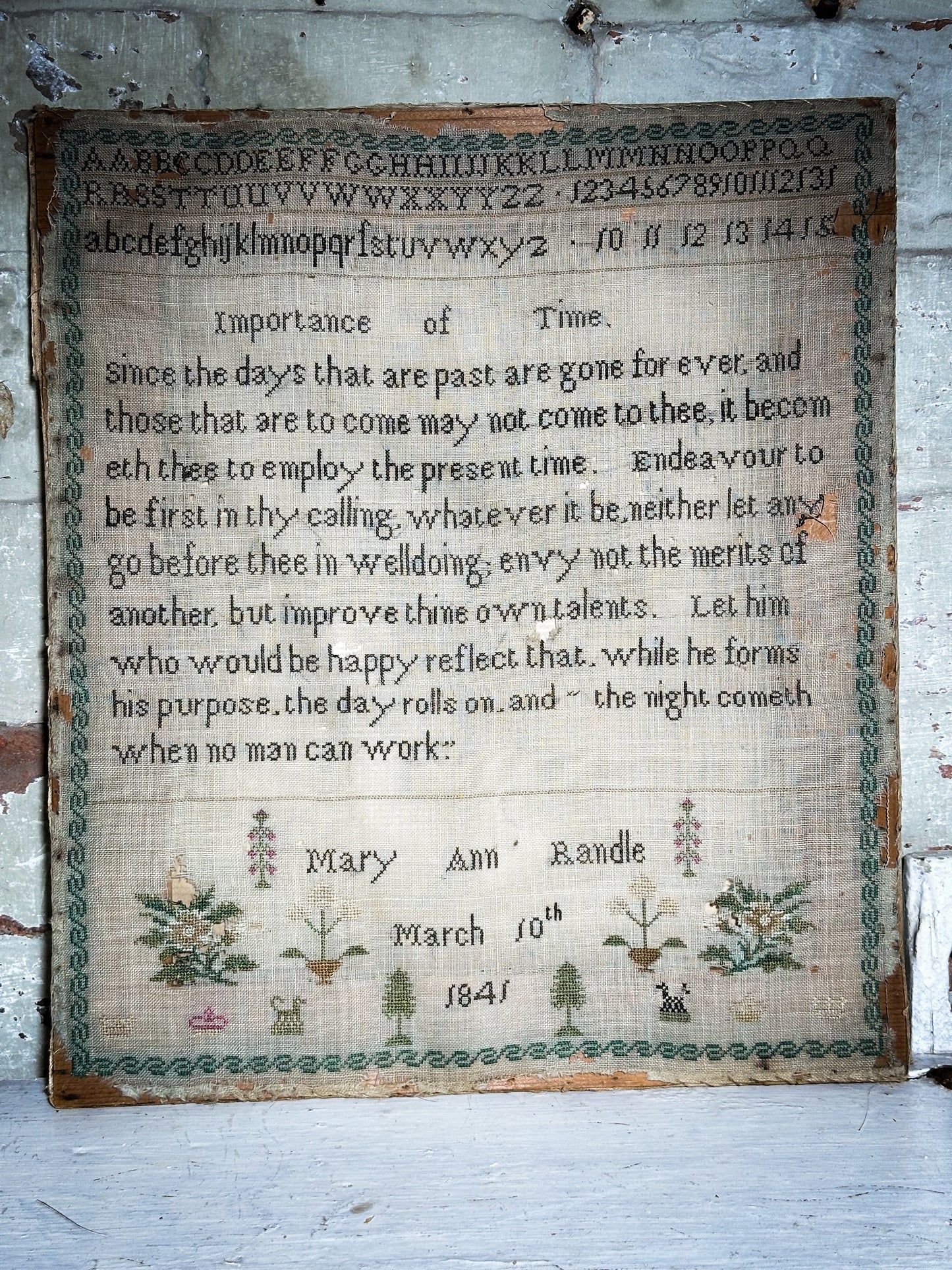 A Really Pretty Antique Sampler Dated and signed