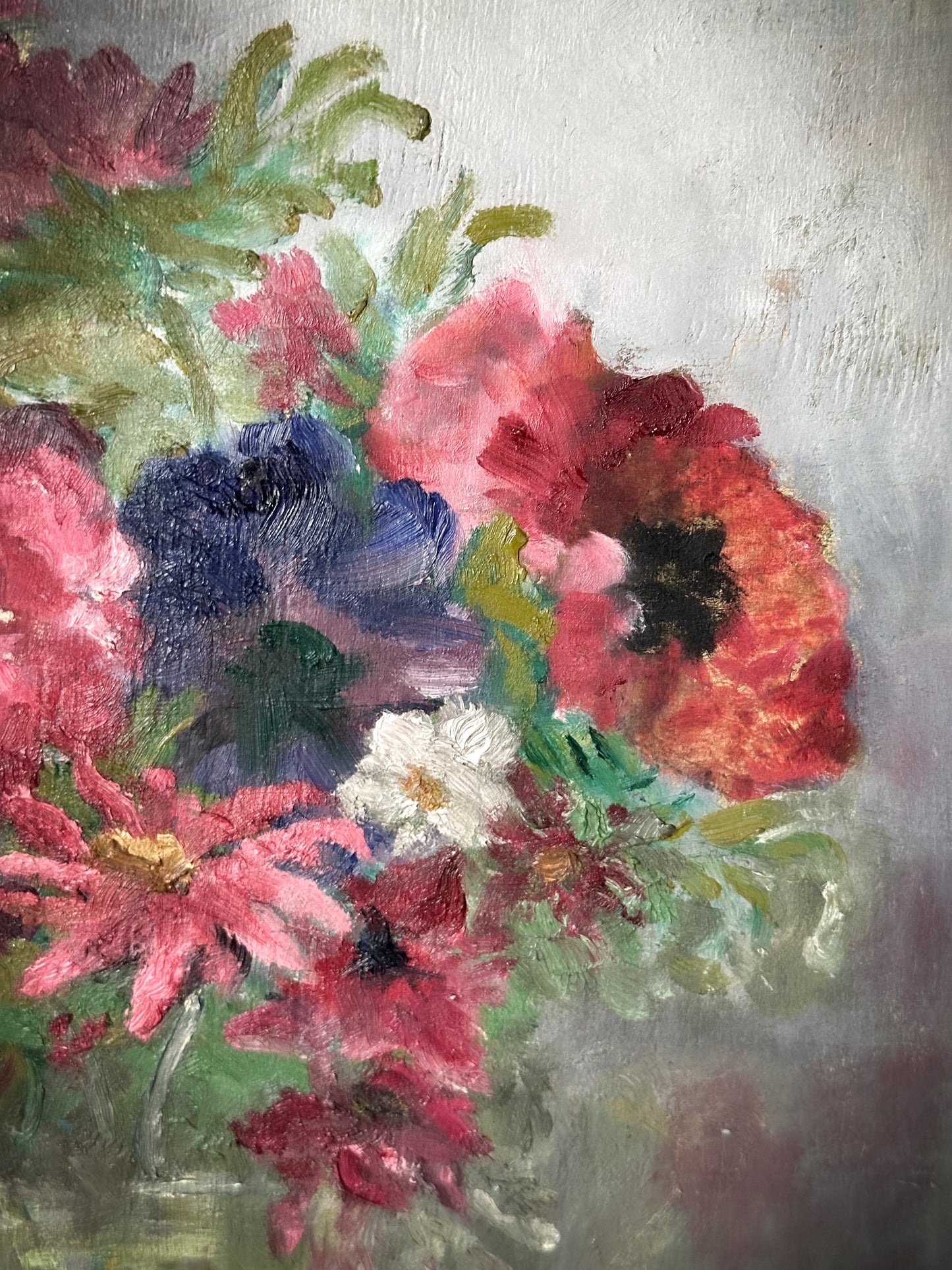 A Vintage Oil on Board Flower Painting