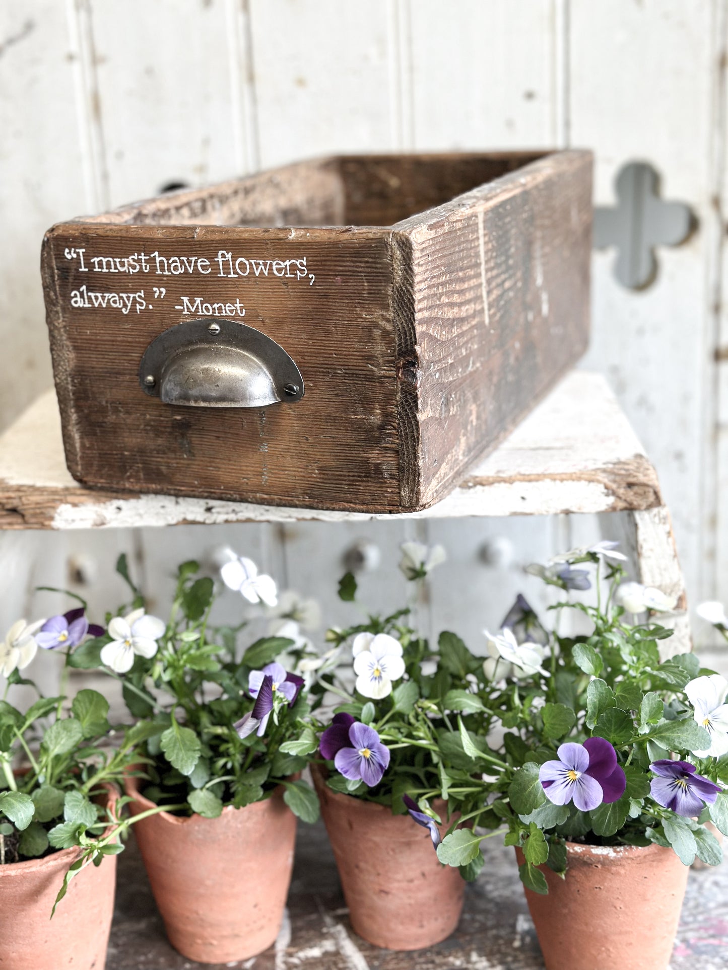 “I Must Have Flowers” Reclaimed Wooden Drawer