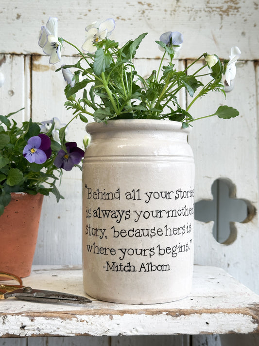 “Mother’s Stories” Large Painted Stoneware Pot