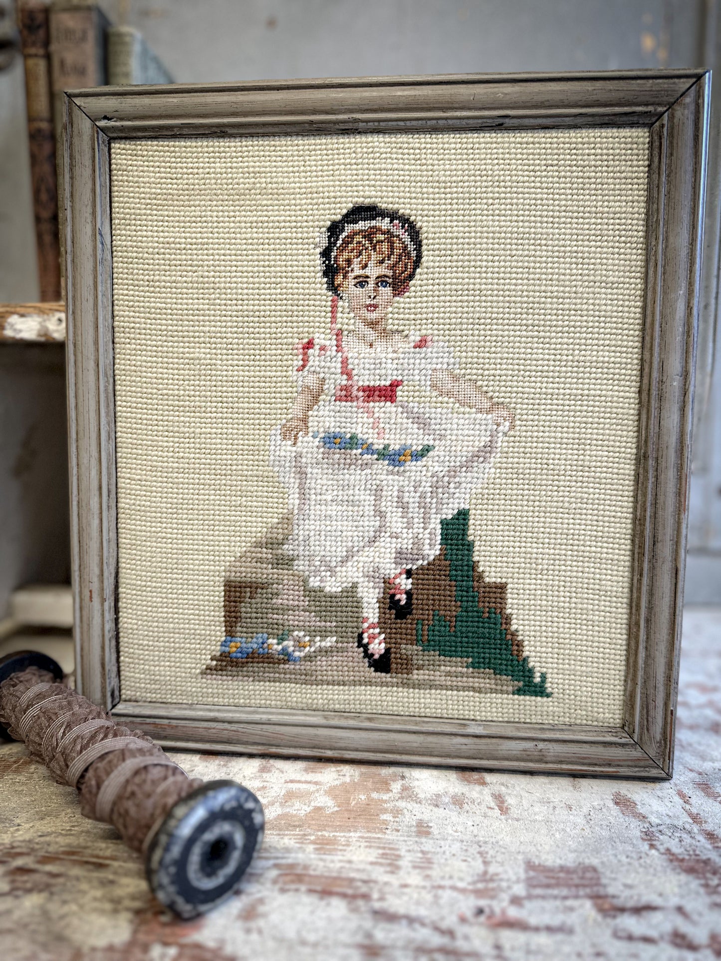 Antique Needlepoint Picture – Country House Style