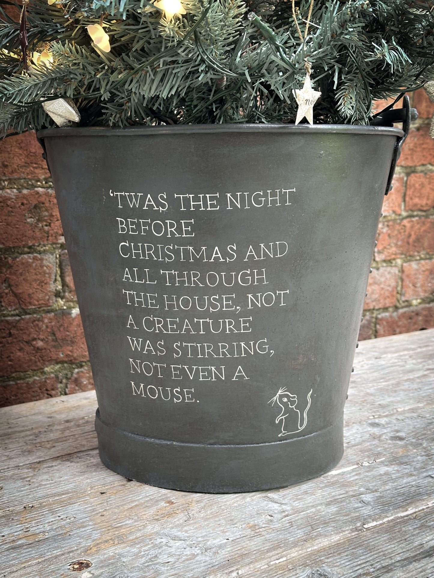 A beautiful heirloom vintage galvanised bucket hand painted using traditional sign writer’s techniques and materials