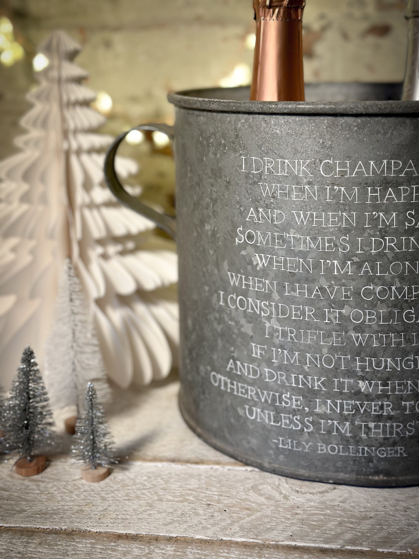 A beautiful heirloom original vintage champagne tub with Lily Bollinger quote pre-order