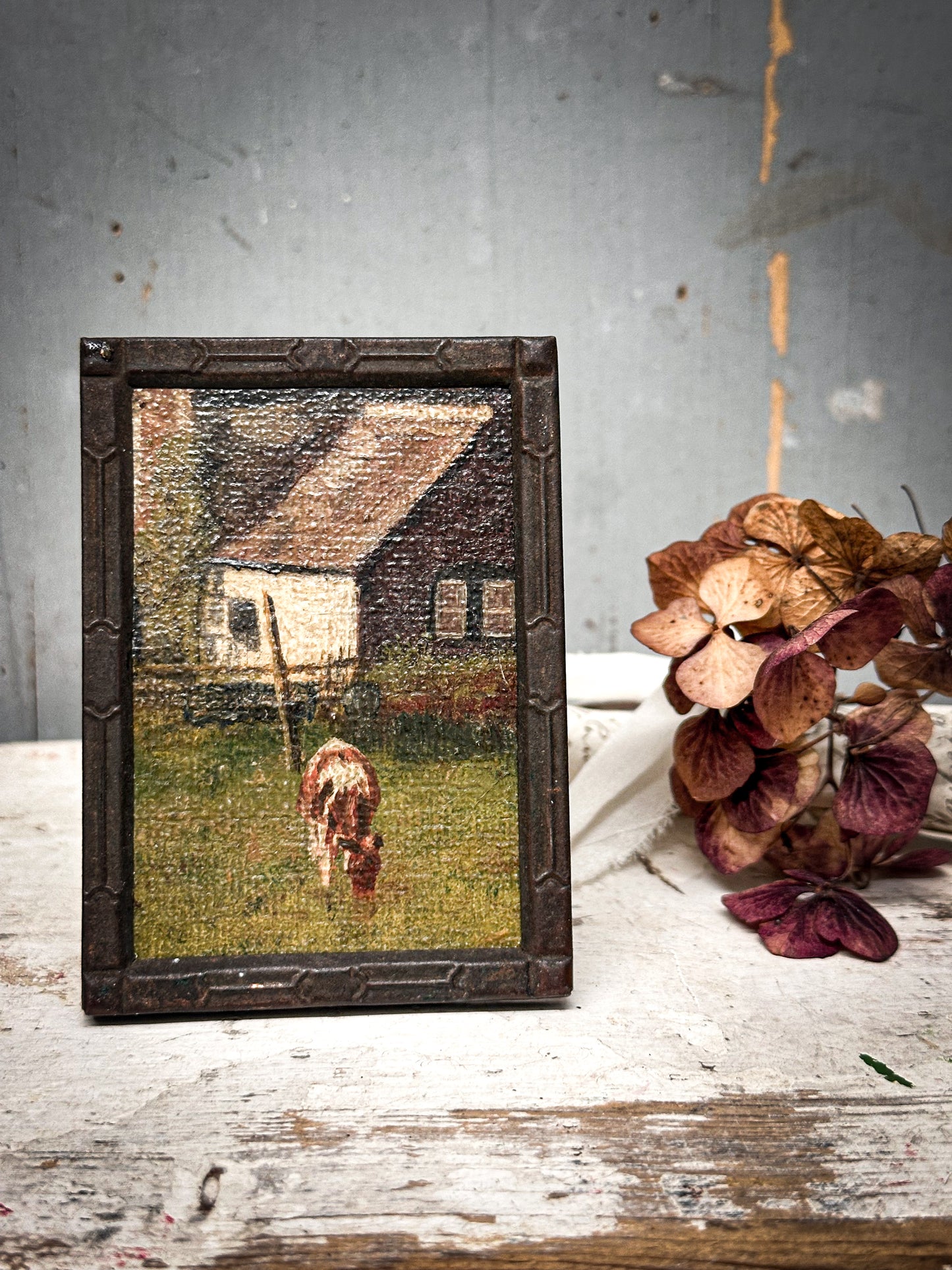 Miniature Oil Painting with Arts & Crafts Frame