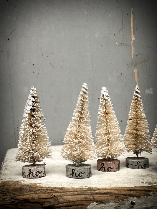 A Small Painted Bottle Brush Tree “Ho Ho Ho”