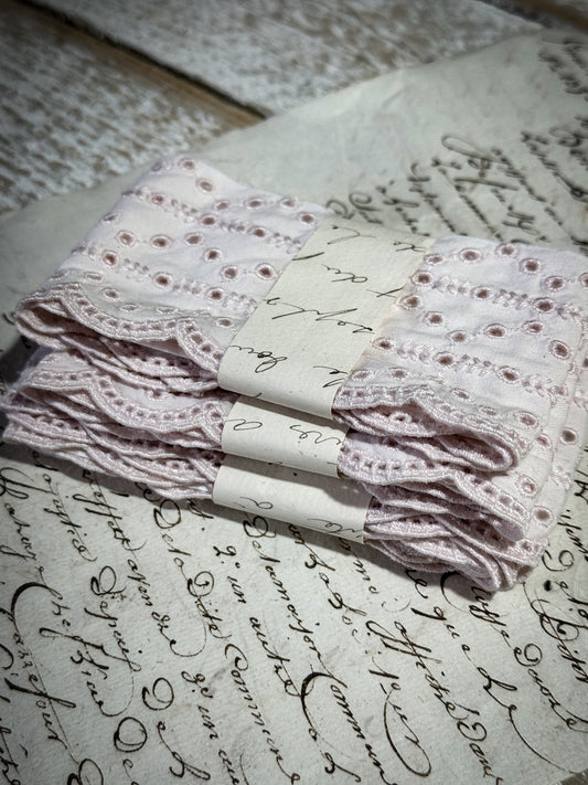 Reclaimed Pale Pink Broderie Anglaise lace Lengths