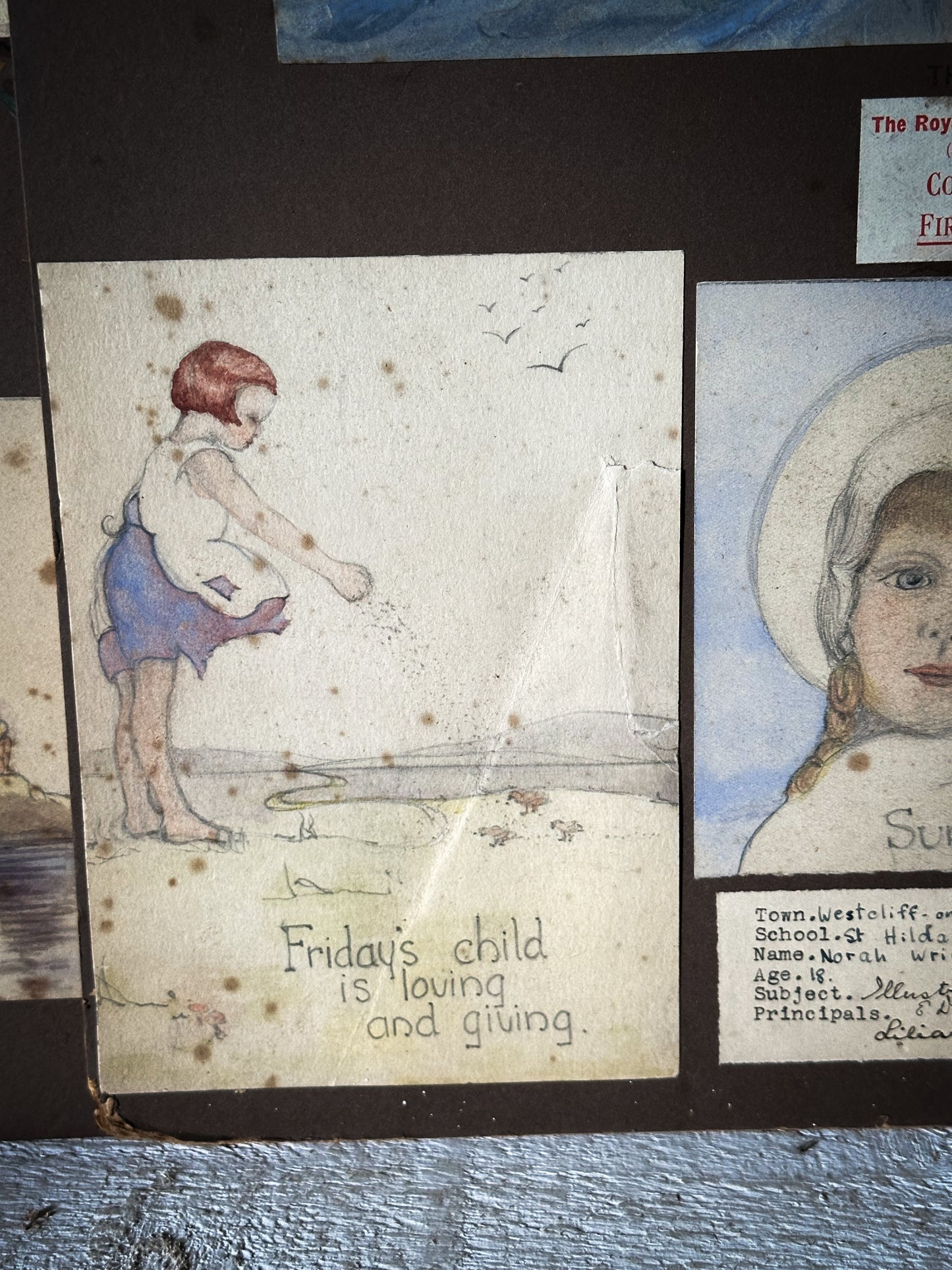 A rare surviving 1920’s young lady’s Art Portfolio entries to The Royal Drawing Society