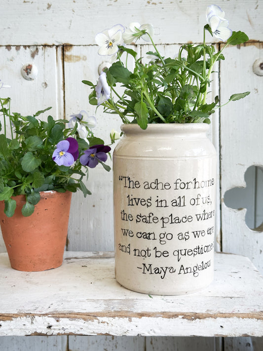 “The Ache for Home” Large Painted Stoneware Pot