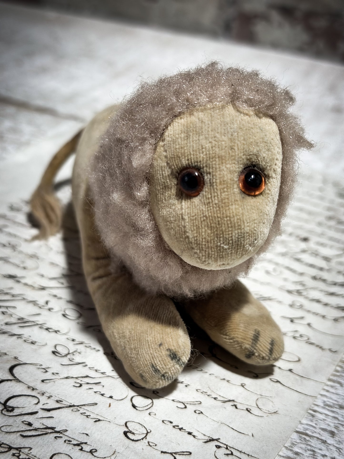 Antique Velveteen Lion Toy