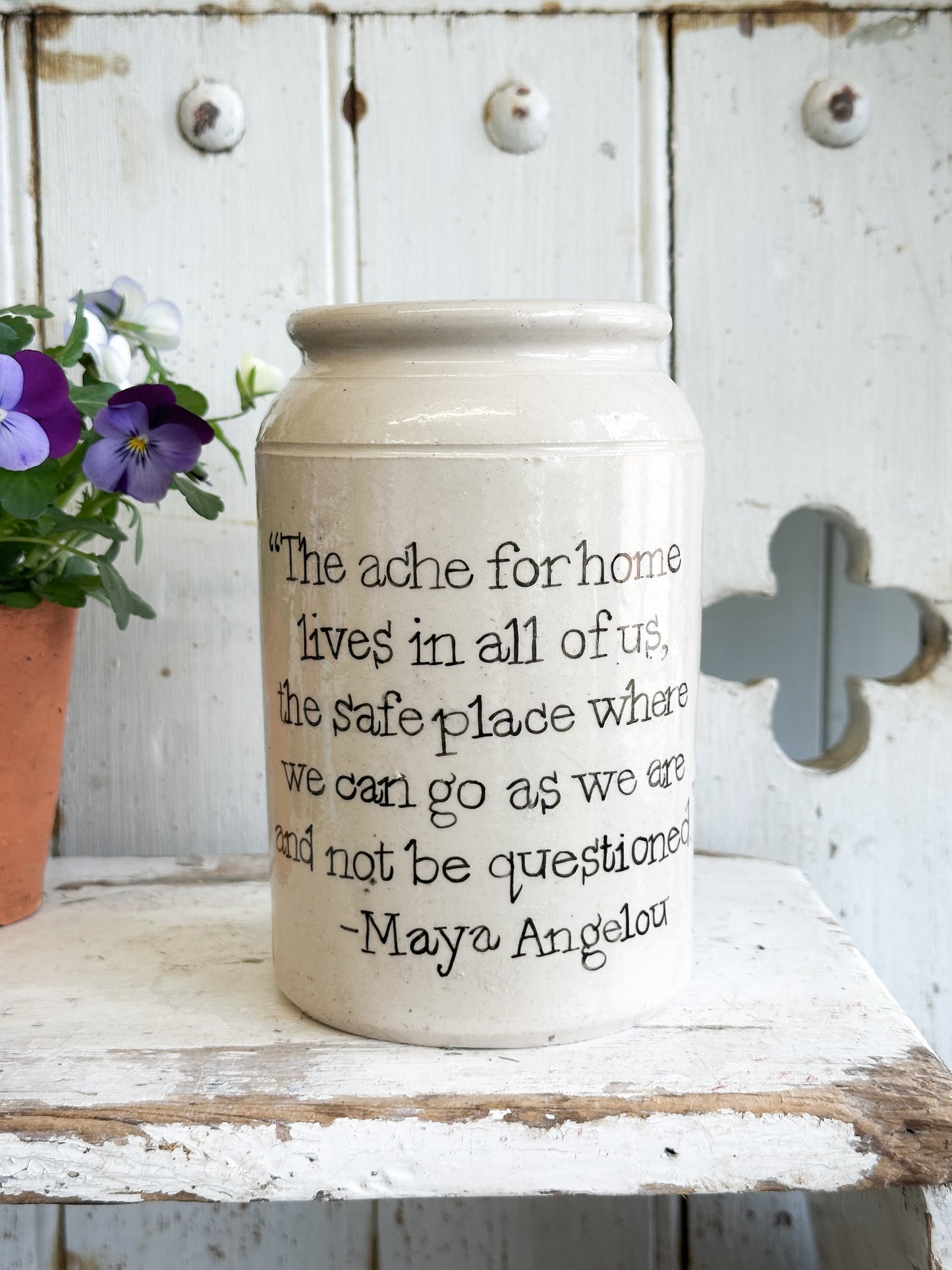 “The Ache for Home” Large Painted Stoneware Pot