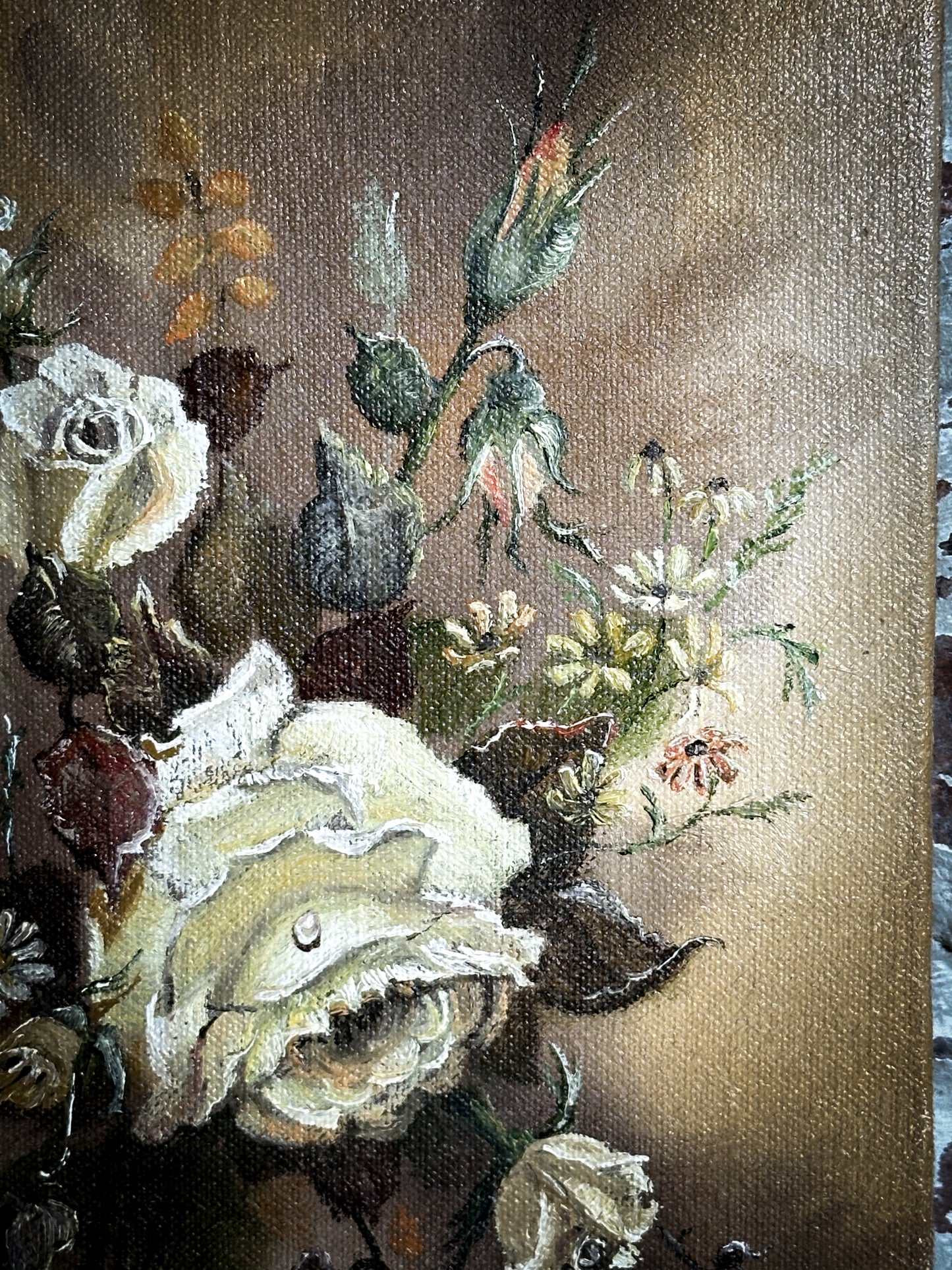 A Vintage Oil on board Flower Painting