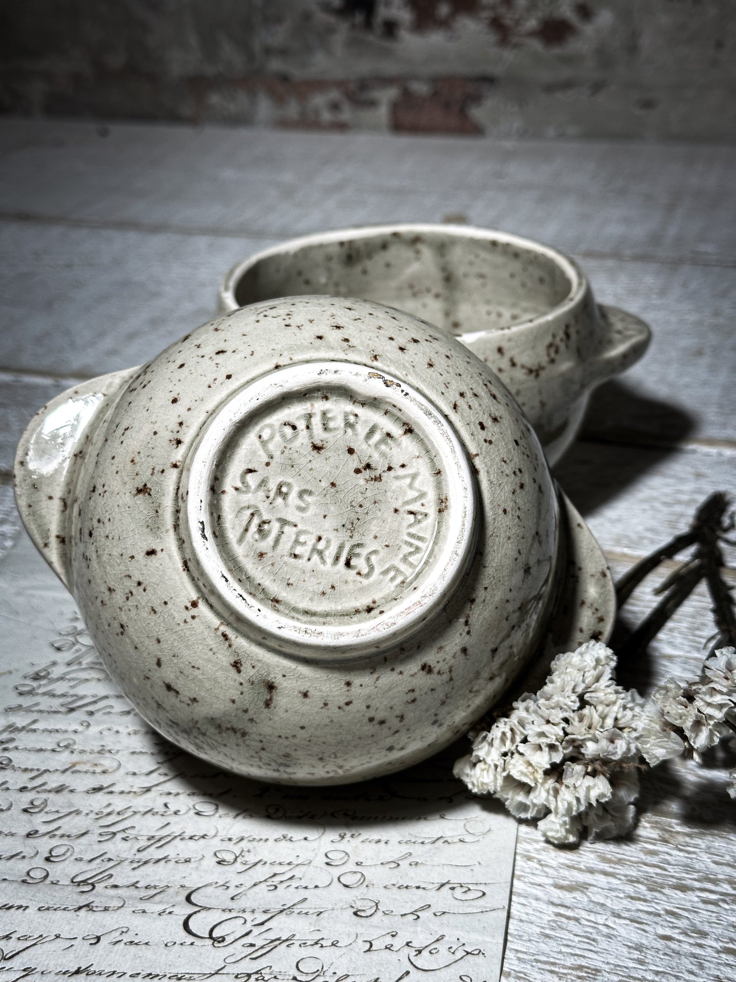 Vintage French Speckle Glazed Stoneware bowls