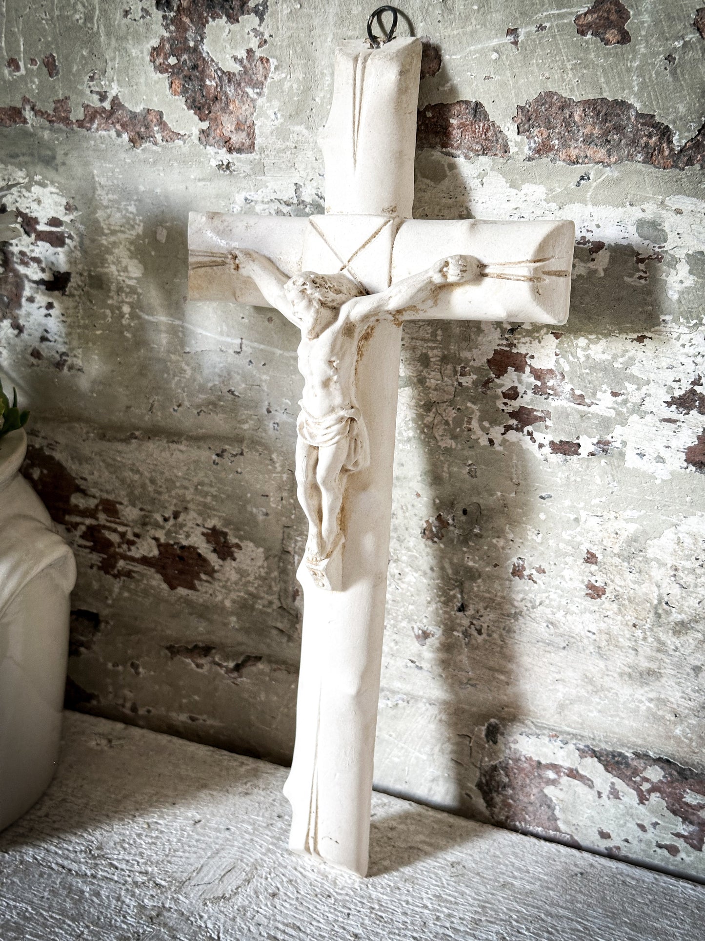 A French Antique Chalk Ware Crucifix