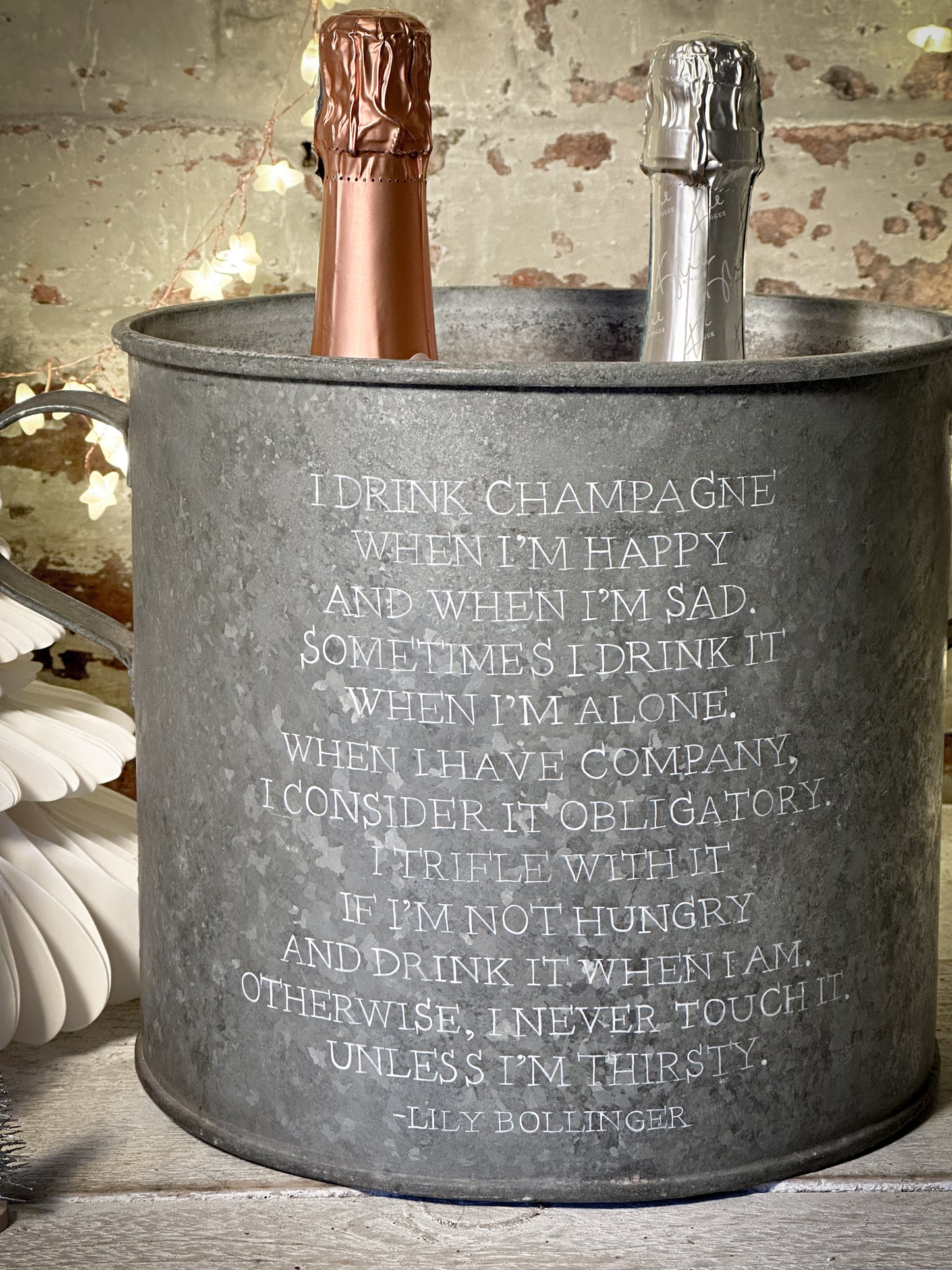 A beautiful heirloom original vintage champagne tub with Lily Bollinger quote pre-order