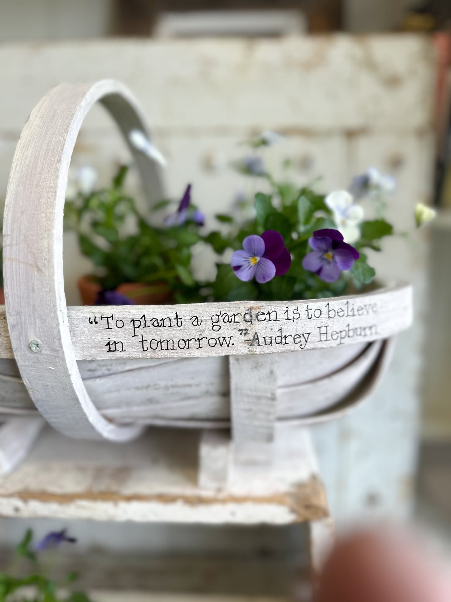 “To Plant a Garden” Hand Painted Sussex Trug