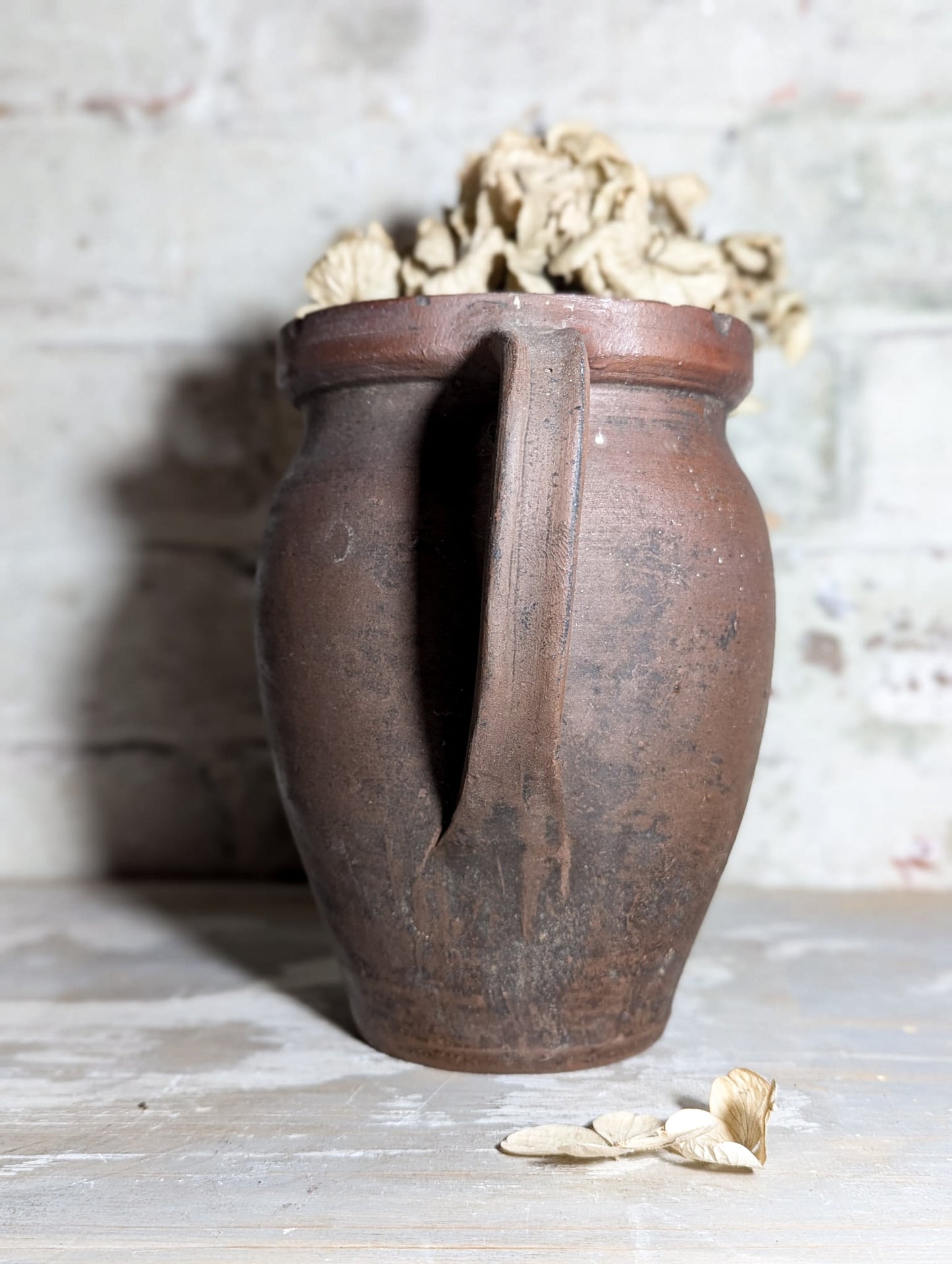 A lovely Primitive French Antique Black Pottery water jug