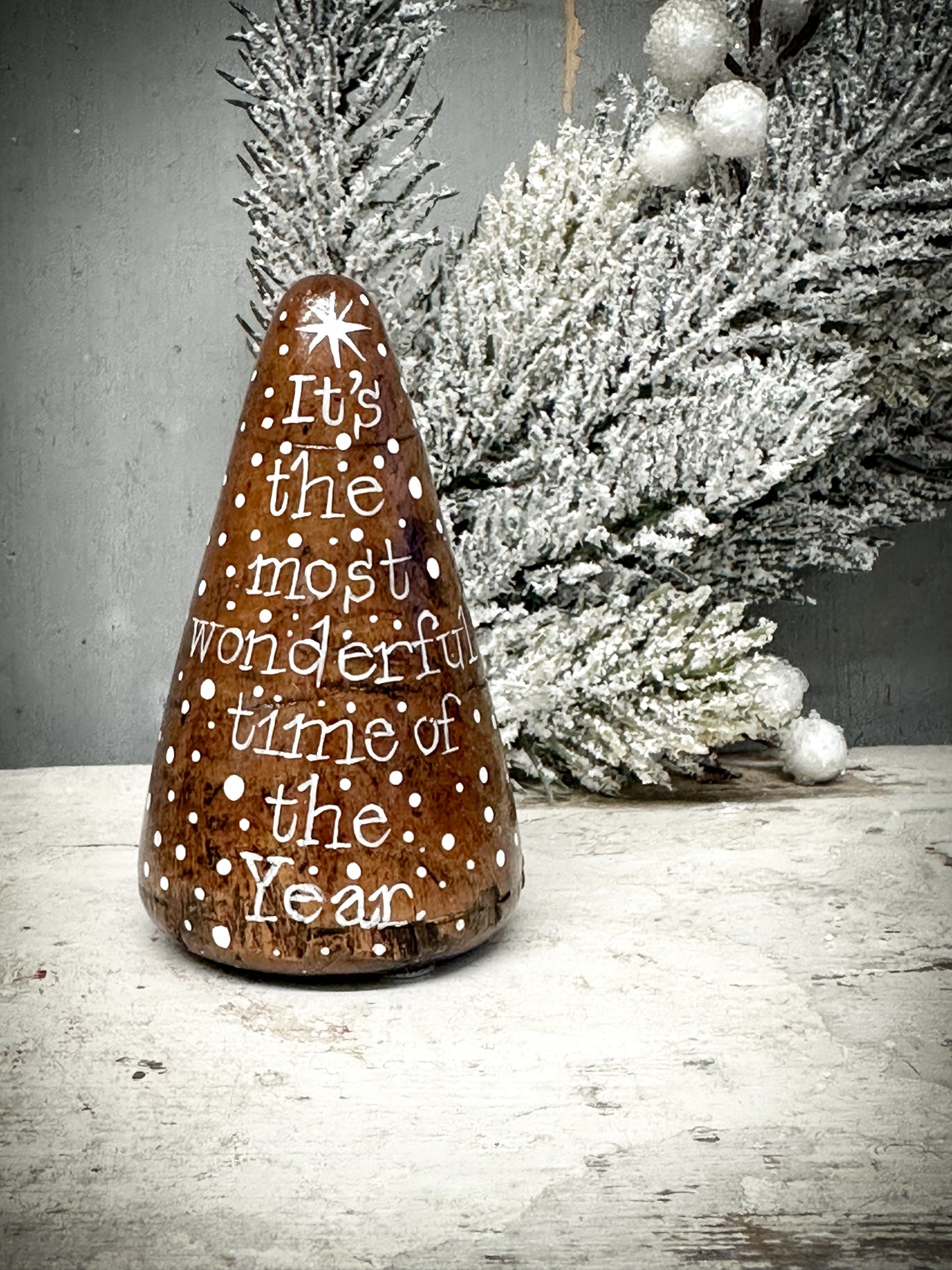A Large Hand Painted Antique Plumber’s Turnpin  “It’s The Most Wonderful Time Of The Year”
