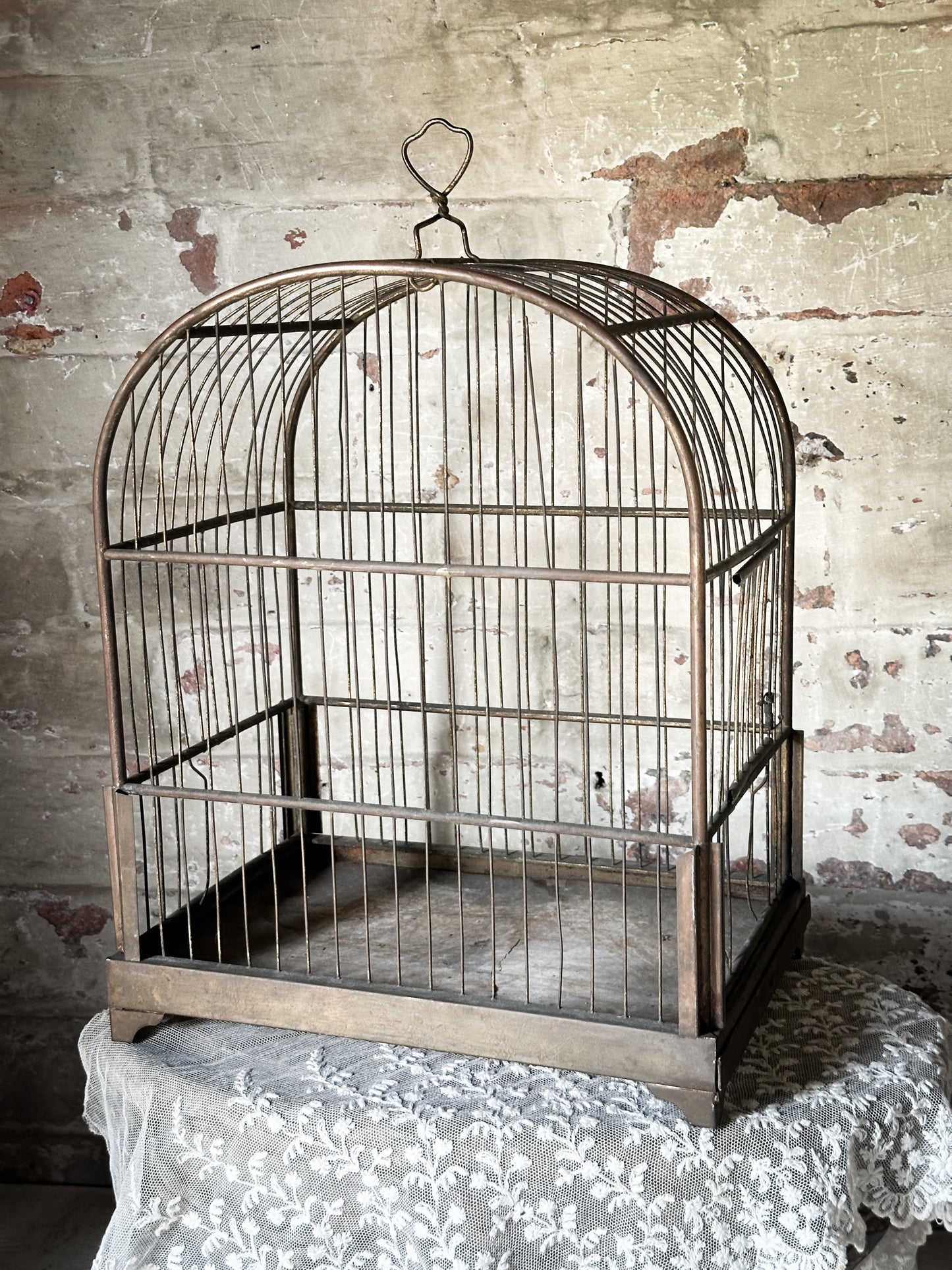 Antique Victorian brass bird cage