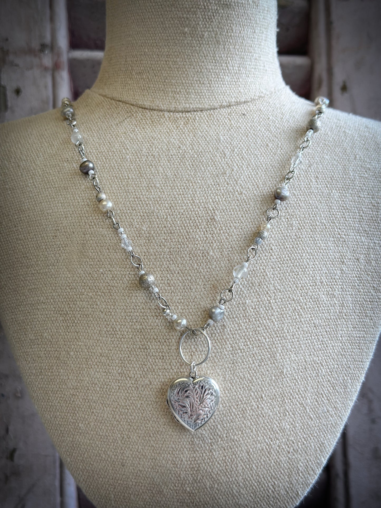 Found Object Vintage Silver Heart Locket Necklace by Jealous Moon Jewellery