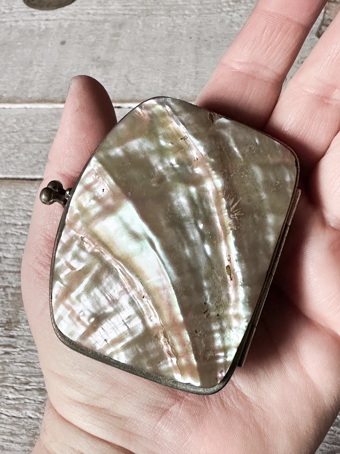 Antique Mother of Pearl Coin Purse – French Compact