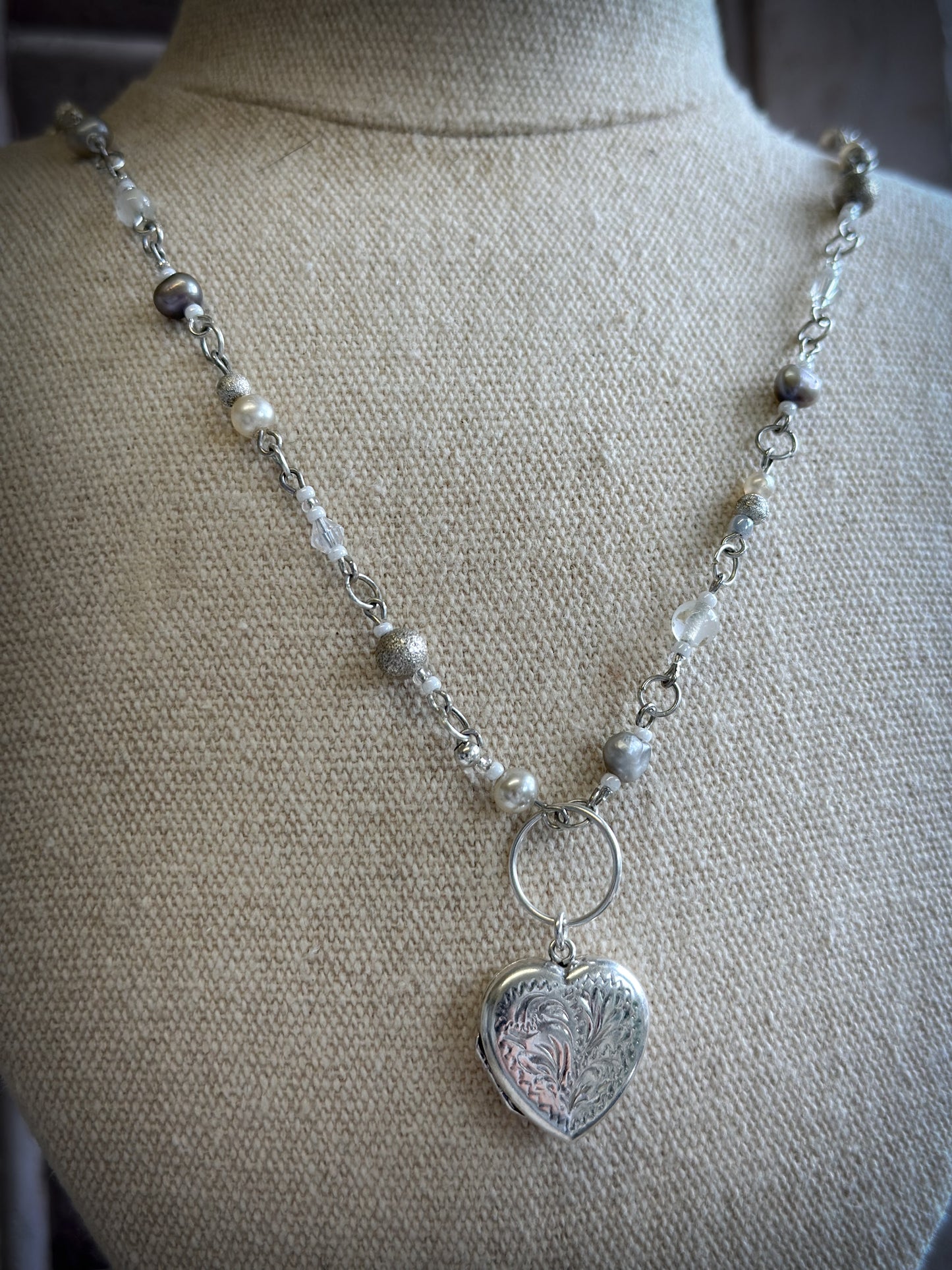 Found Object Vintage Silver Heart Locket Necklace by Jealous Moon Jewellery