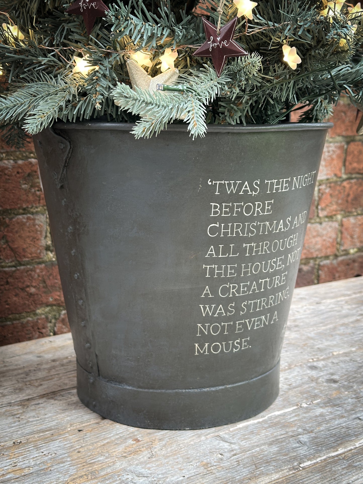 A beautiful heirloom vintage galvanised bucket hand painted using traditional sign writer’s techniques and materials