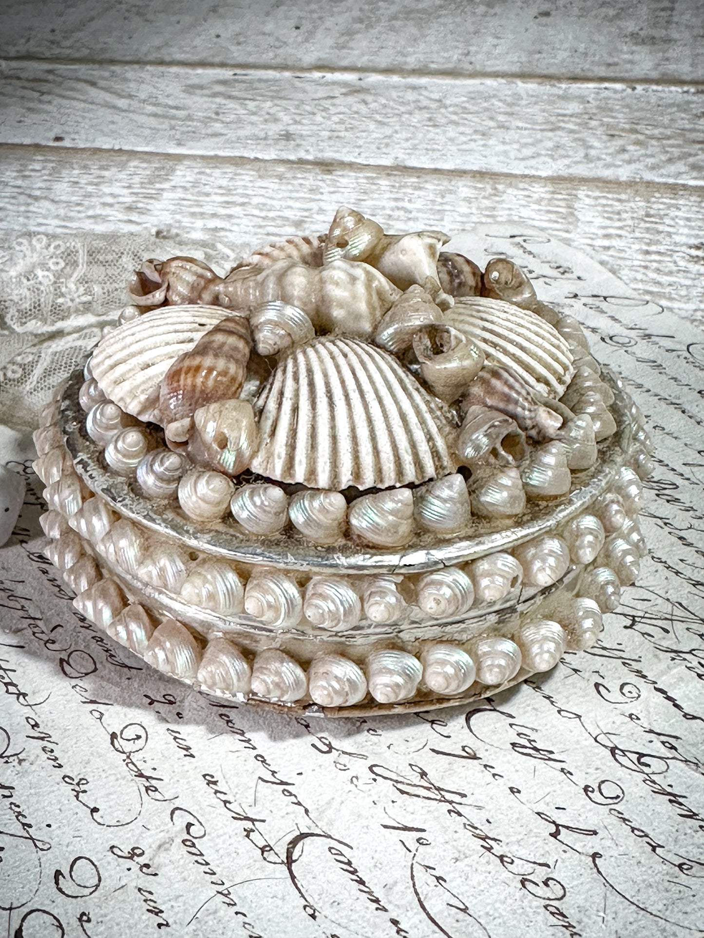 Antique French Shell Jewellery Box