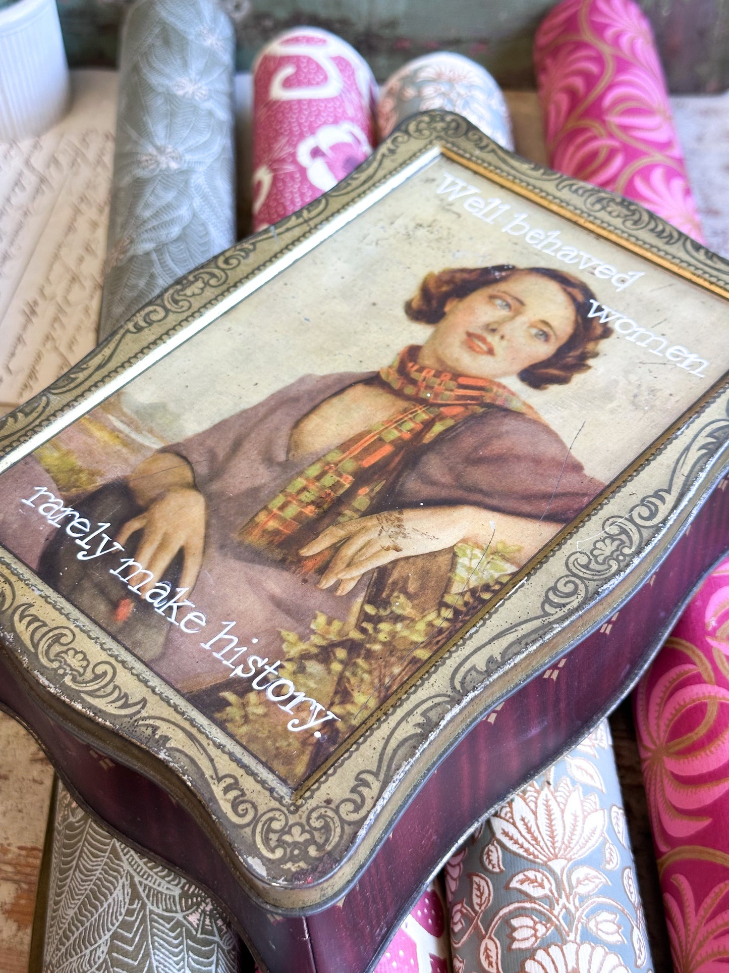 “Well Behaved Women…” – 1930s Vintage Biscuit Tin