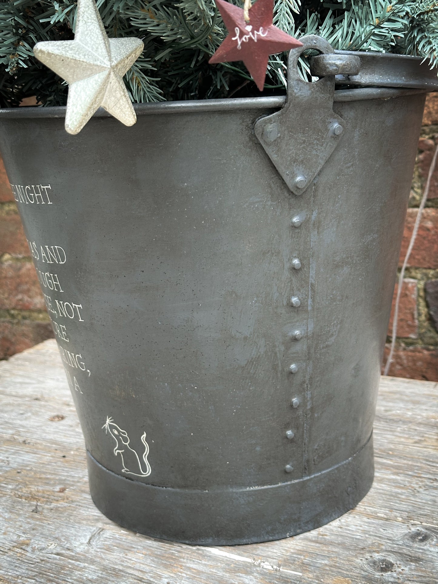 A beautiful heirloom vintage galvanised bucket hand painted using traditional sign writer’s techniques and materials