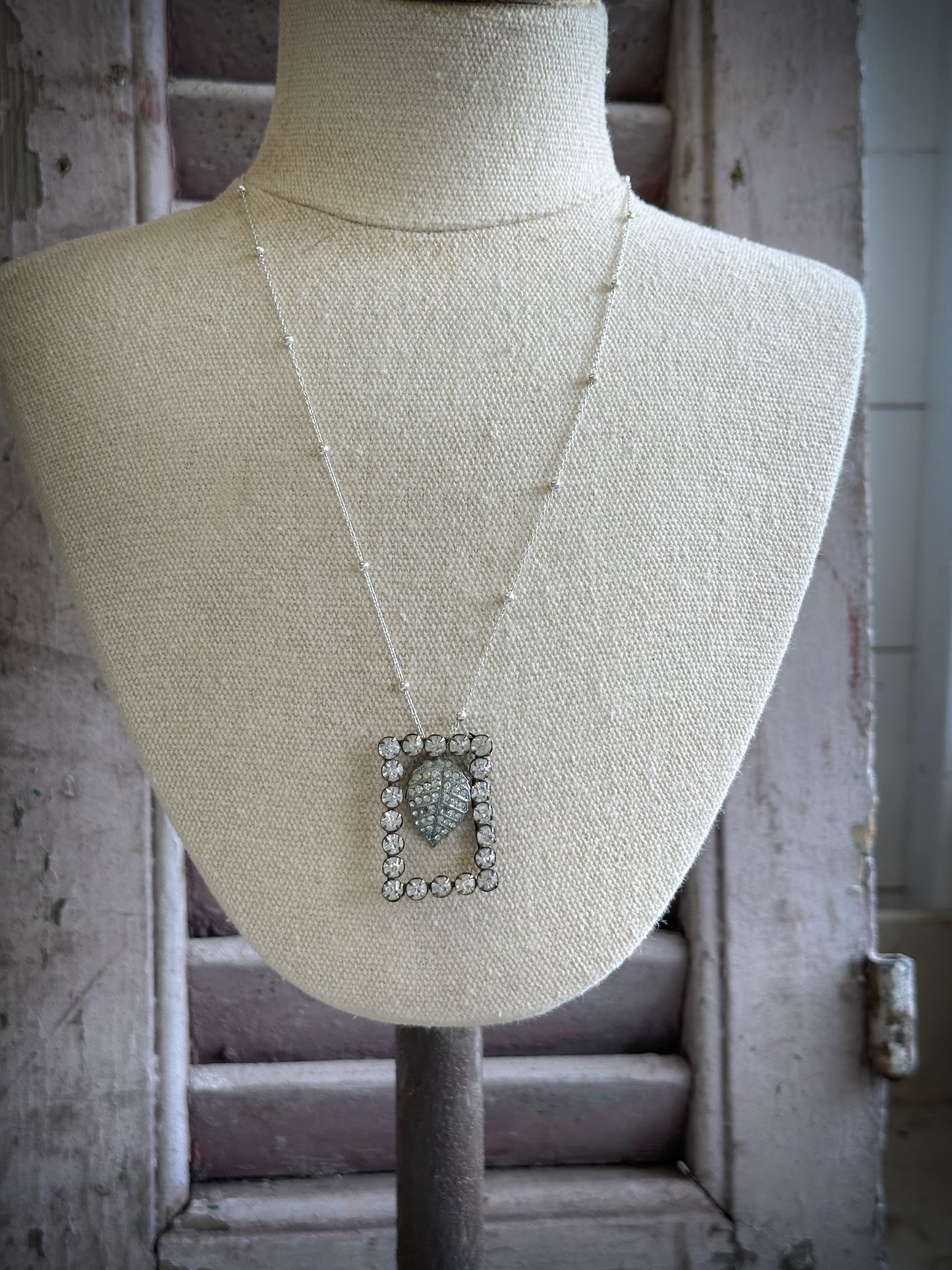 Found Object Pavé Leaf Necklace by Jealous Moon Jewellery