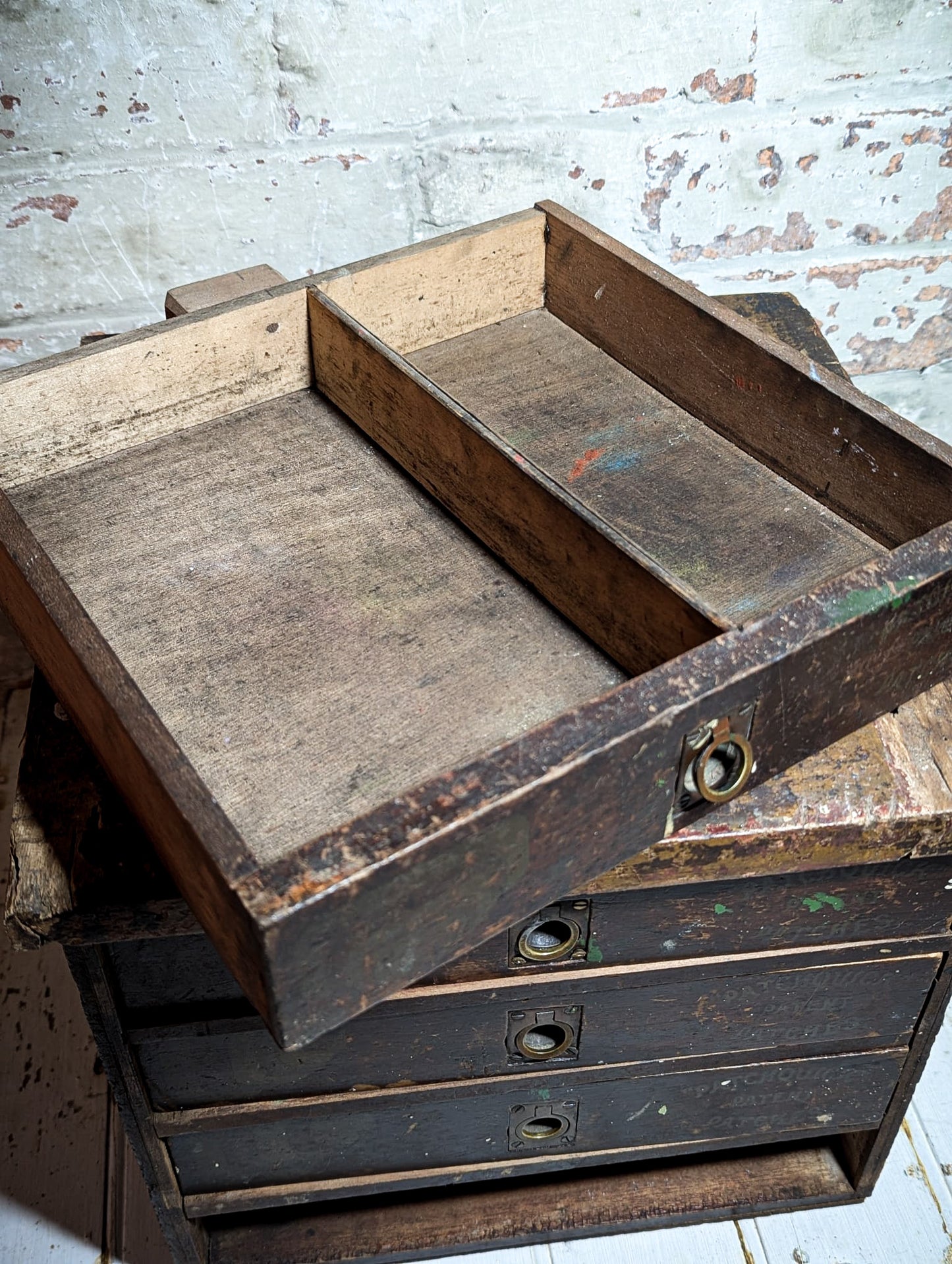 A Wonderful Antique Bicycle Shop Repair Kit Advertising Mini Drawers