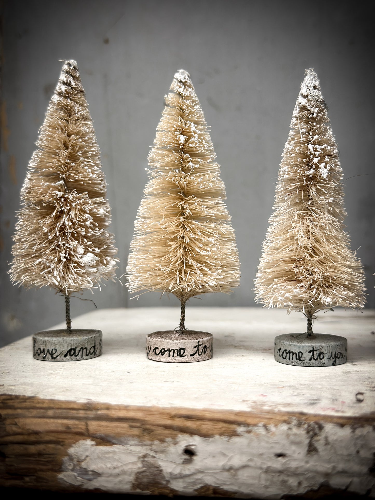 A Medium Painted Bottle Brush Tree “Love & Joy”