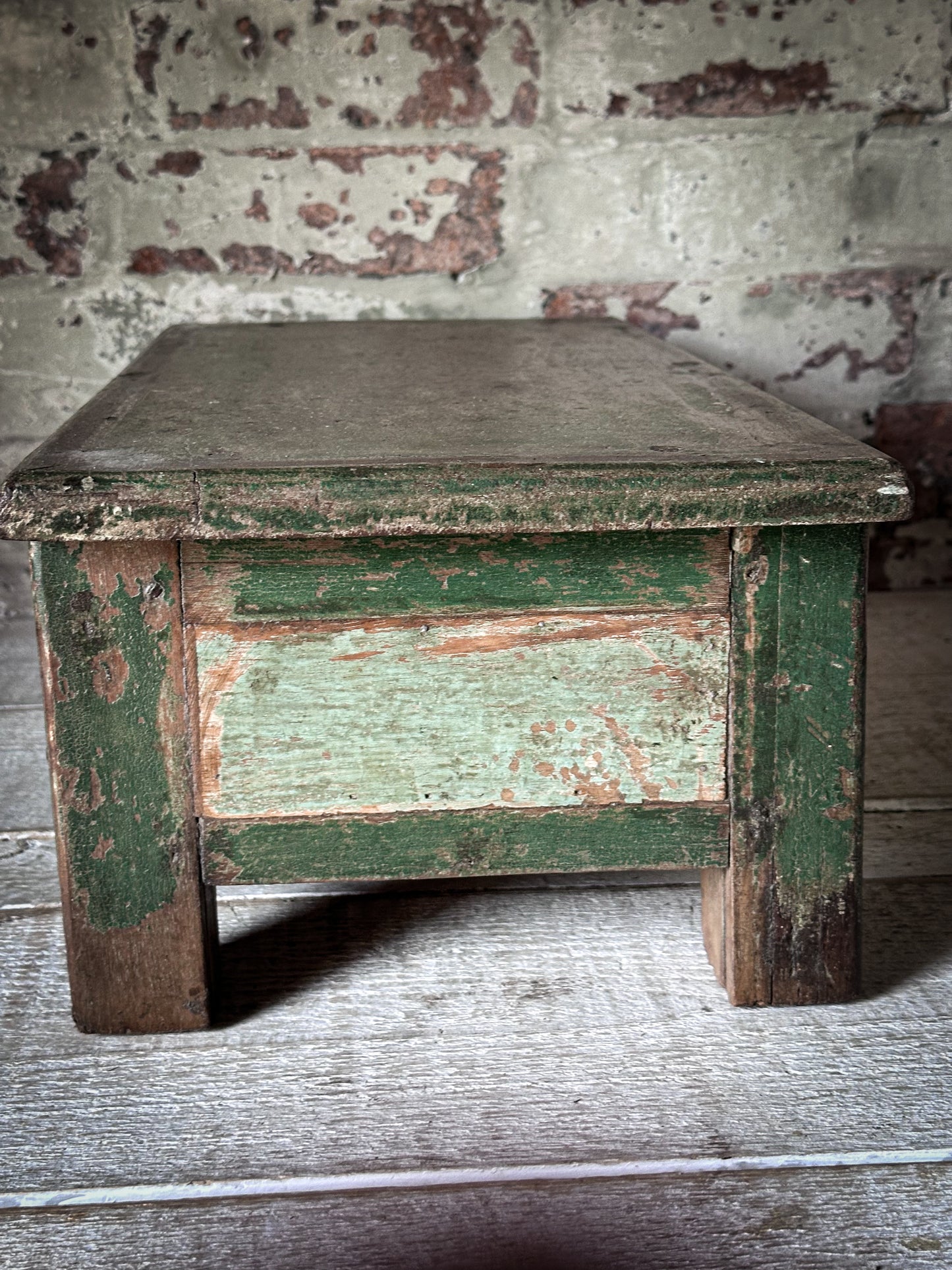 Antique Indian Teak Painted Drawer Box